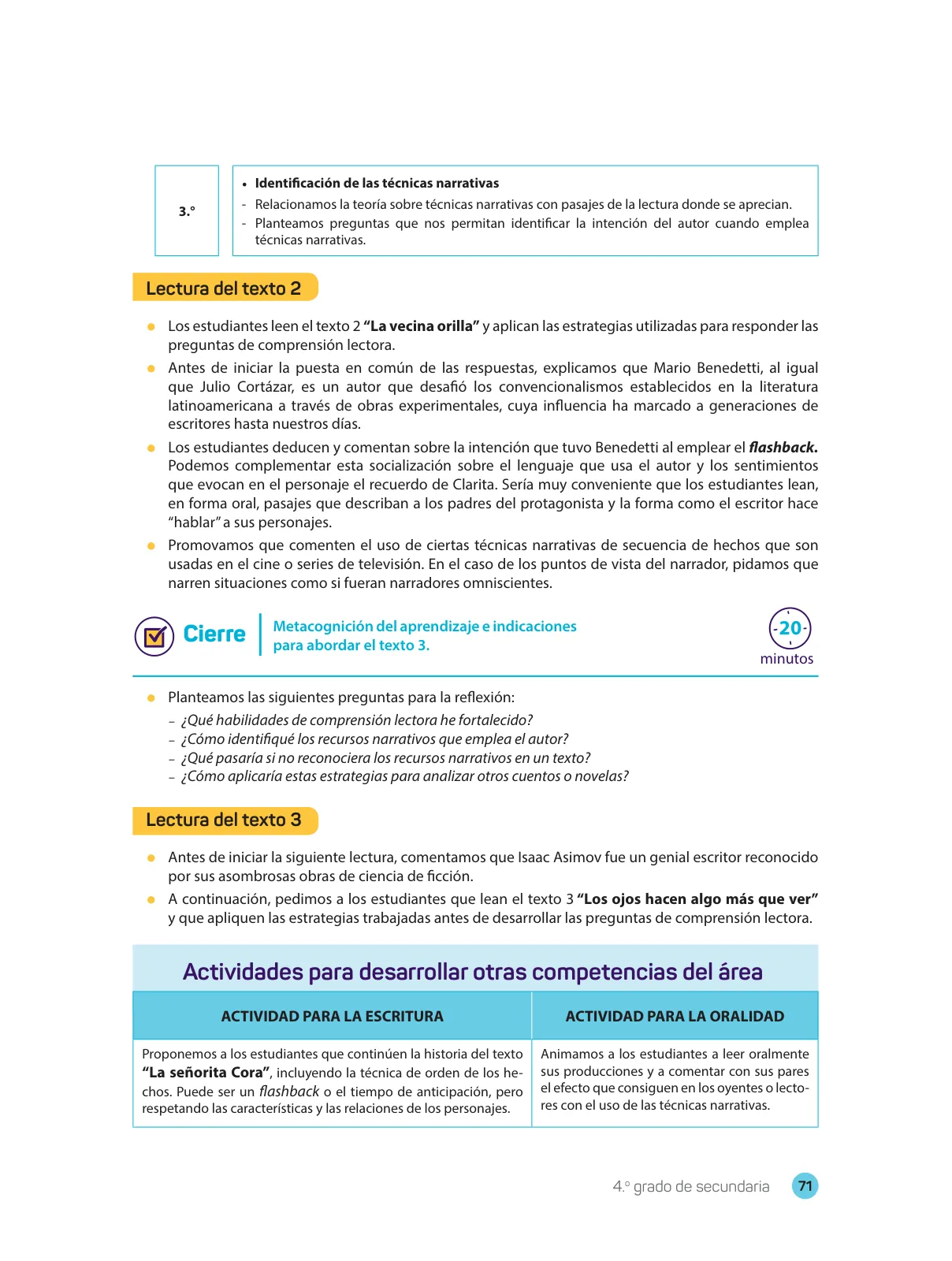 Miniatura página 73 de Comprensión lectora : manual para el docente de cuarto grado de Secundaria 2018 · 2018