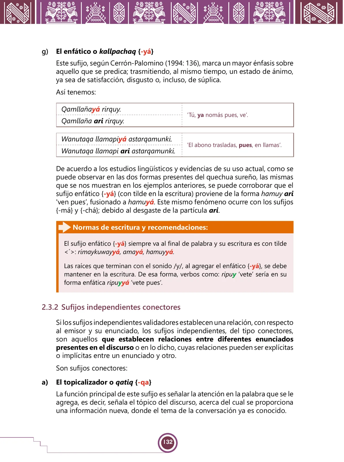Miniatura página 134 de Urin Qichwa Qillqay Yachana Mayt'u = Manual de escritura quechua sureño · 2021