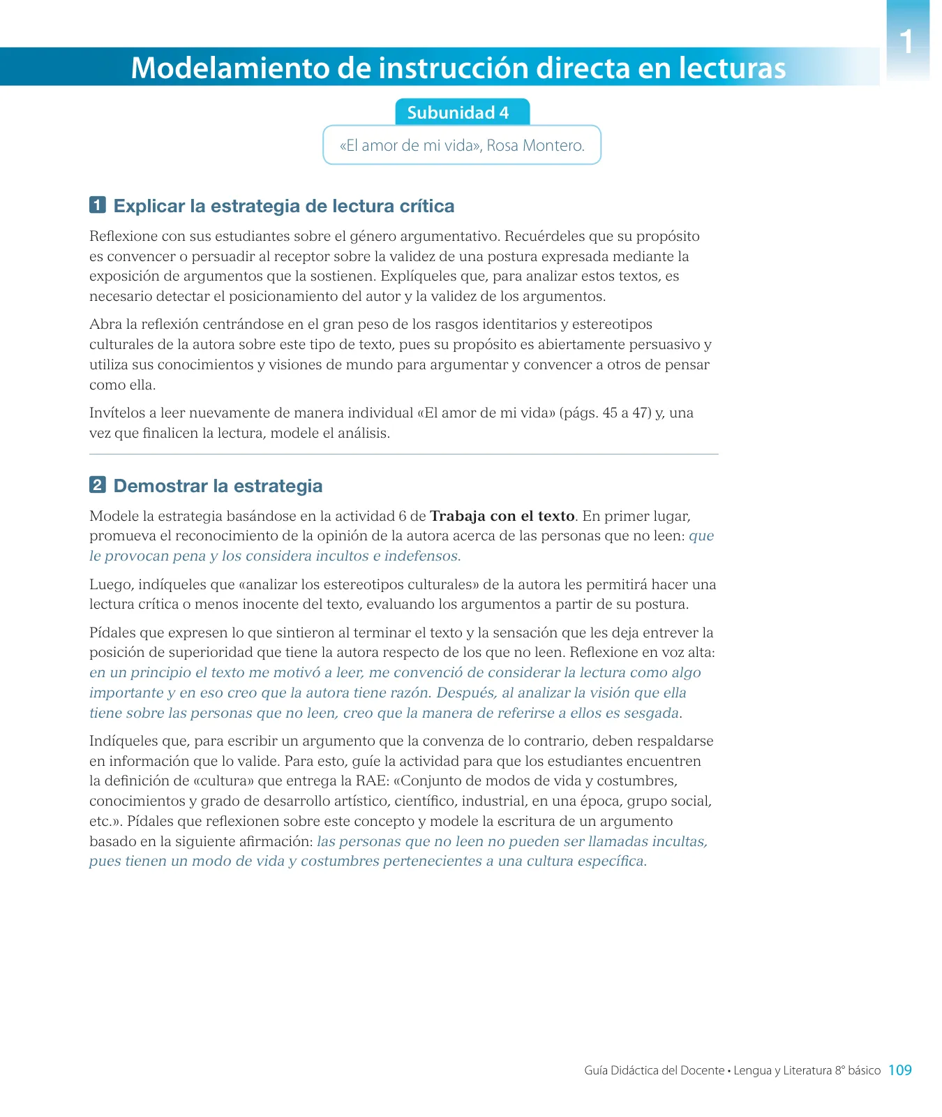 Página 111 de Lengua y Literatura – Octavo Básico | Texto del Estudiante MINEDUC – Descargar PDF · 2024