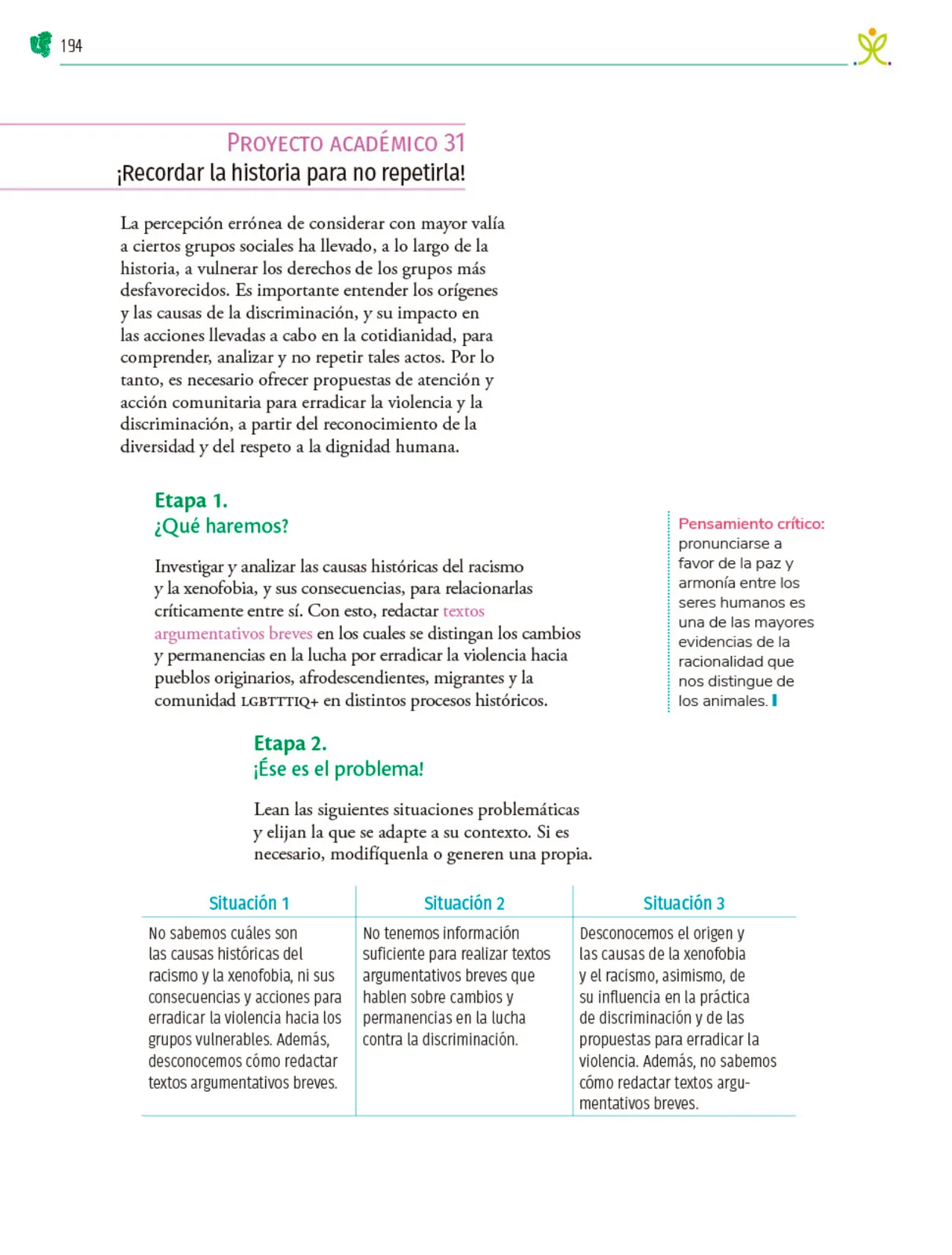 Miniatura página 195 de Colección Ximhai. Nuestro libro de Proyectos.  Tomo III.  Libro de Educación Telesecundaria Grado 1°  Ciclo Escolar 2025 - 2026