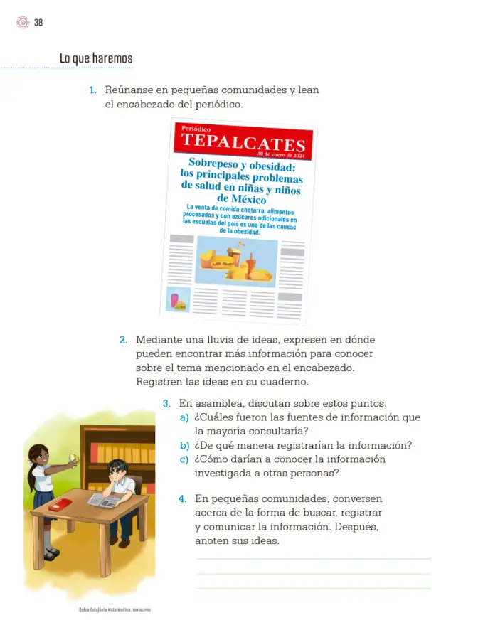 Página 41 de Proyectos de Aula. Libro de Educación Primaria Grado 4° Ciclo Escolar 2025 - 2026