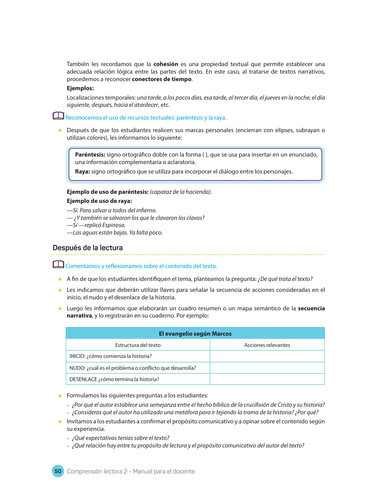 Página 52 de Comprensión lectora : manual para el docente de segundo grado de Secundaria 2018 · 2018