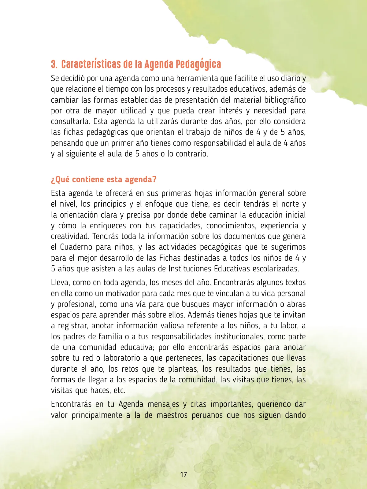 Miniatura página 19 de Agenda pedagógica 2017-2018 para docentes de II Ciclo de Instituciones de nivel de Educación Inicial · 2017