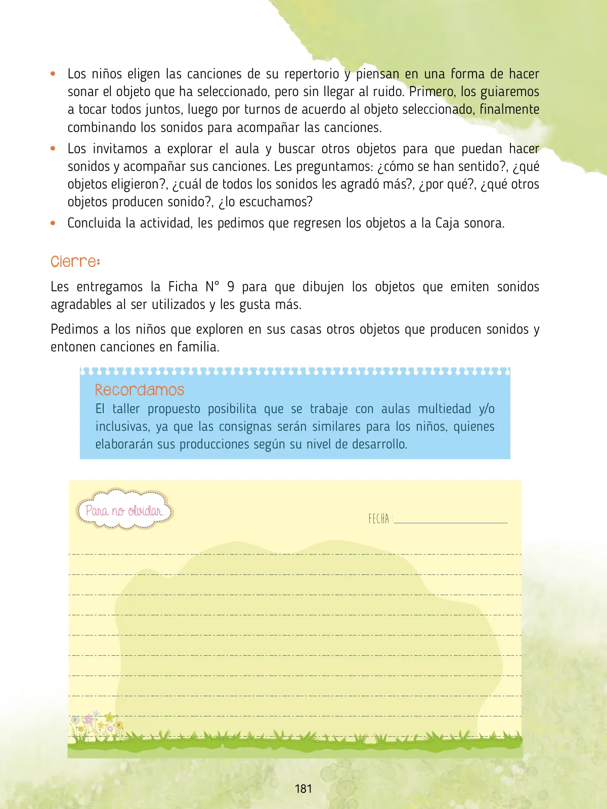 Miniatura página 183 de Agenda pedagógica 2017-2018 para docentes de II Ciclo de Instituciones de nivel de Educación Inicial · 2017