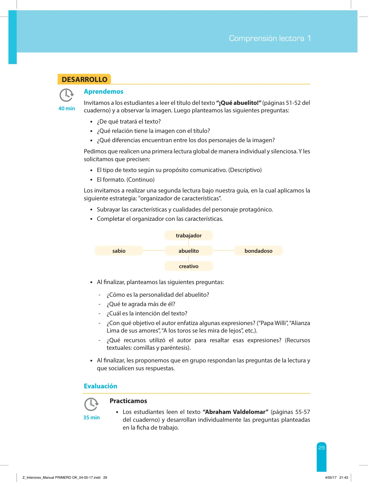 Miniatura página 31 de Comprensión lectora 1 : manual para el docente de primer grado de Secundaria · 2017