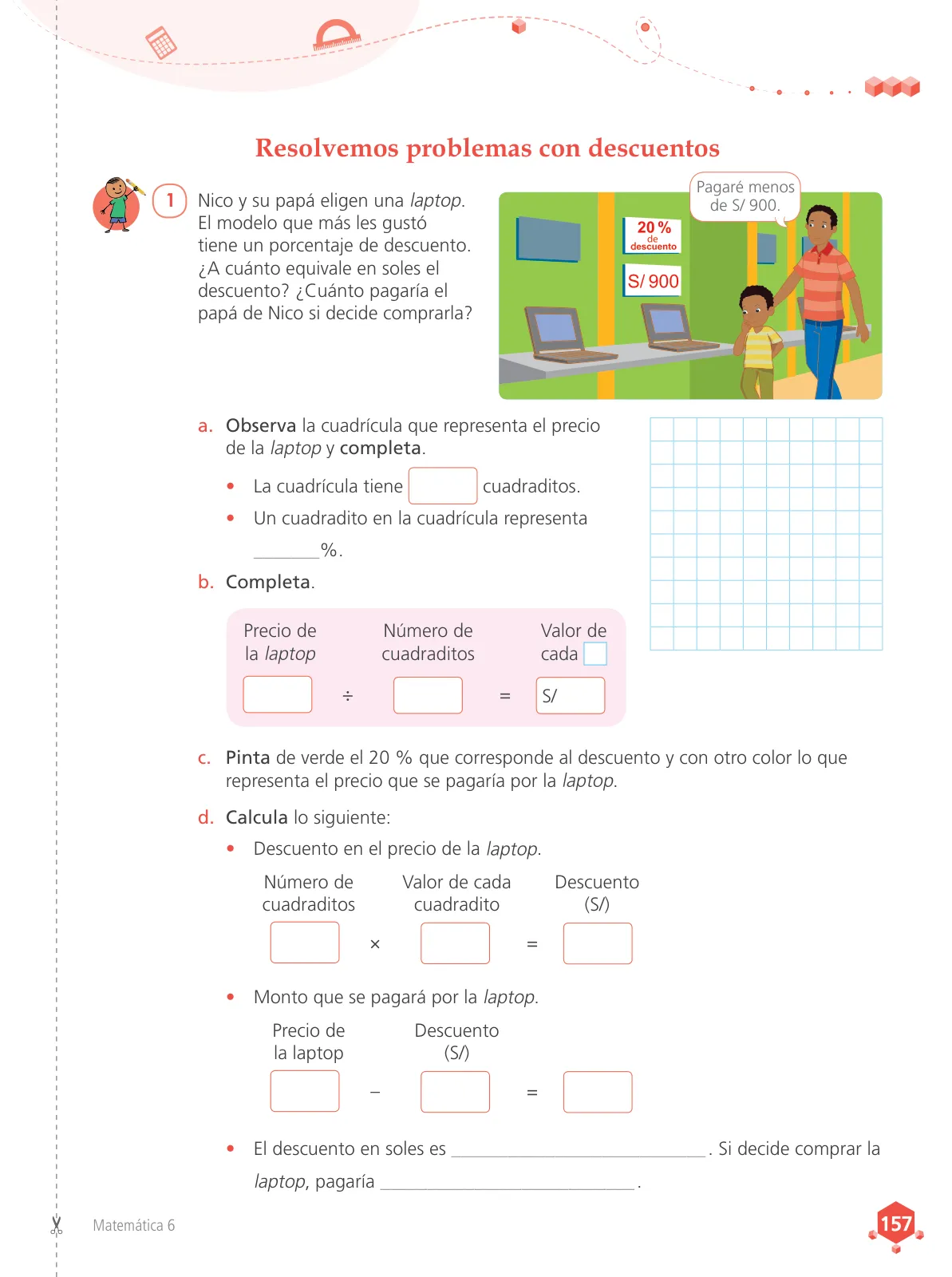 Página 159 de Matemática 6 : cuaderno de trabajo para sexto grado de Educación Primaria 2019 · 2019