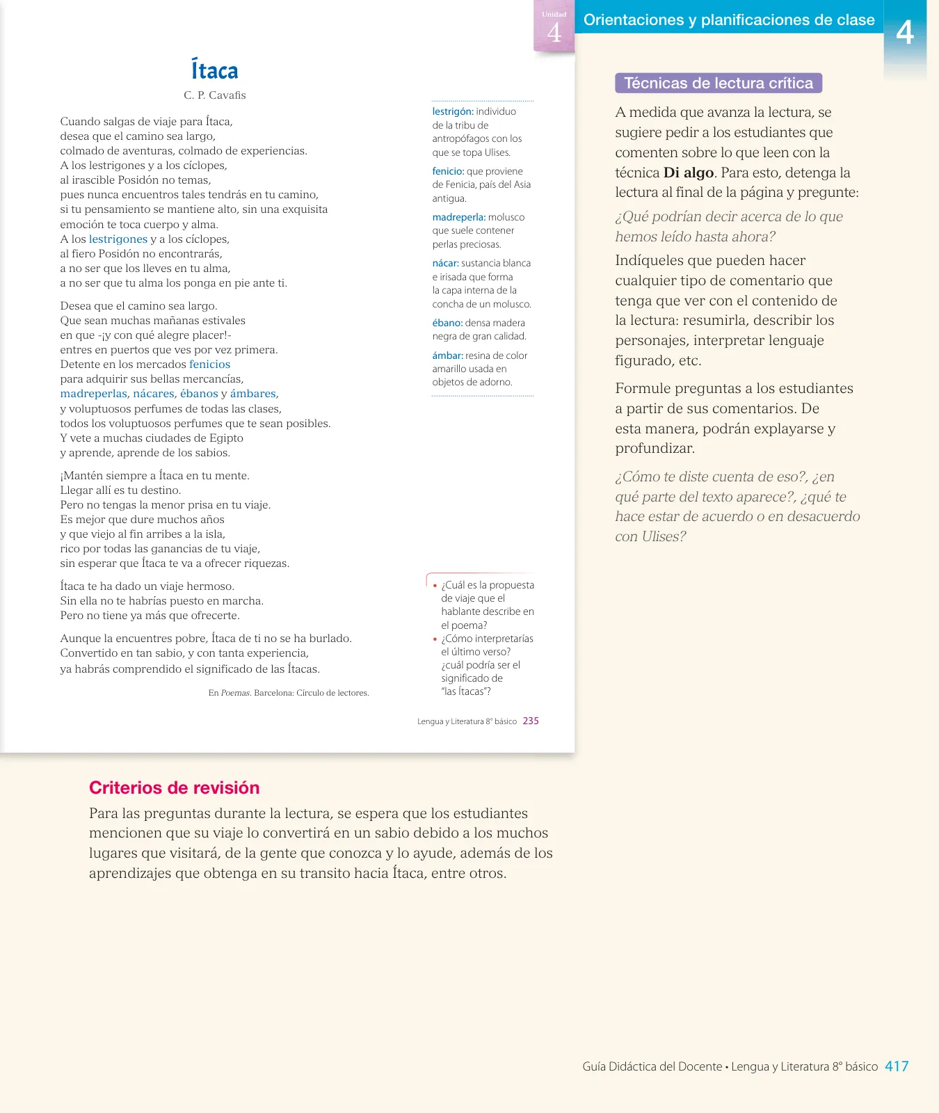 Página 189 de Lengua y Literatura – Octavo Básico | Texto del Estudiante MINEDUC – Descargar PDF · 2024