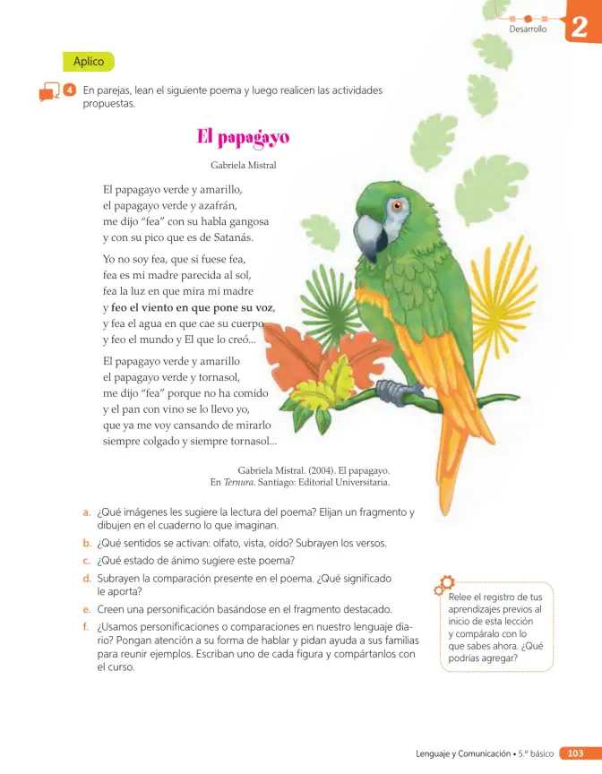 Página 204 de Lenguaje y Comunicación – Quinto Básico | Texto del Estudiante MINEDUC – Descargar PDF · 2024