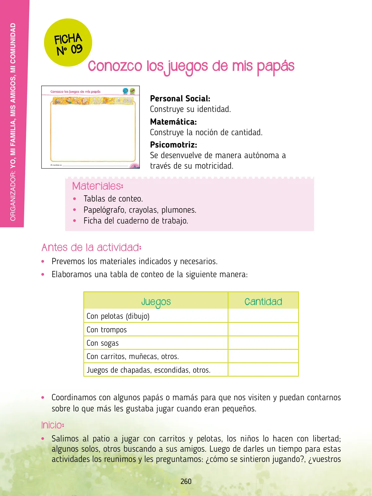Miniatura página 262 de Agenda pedagógica 2017-2018 para docentes de II Ciclo de Instituciones de nivel de Educación Inicial · 2017