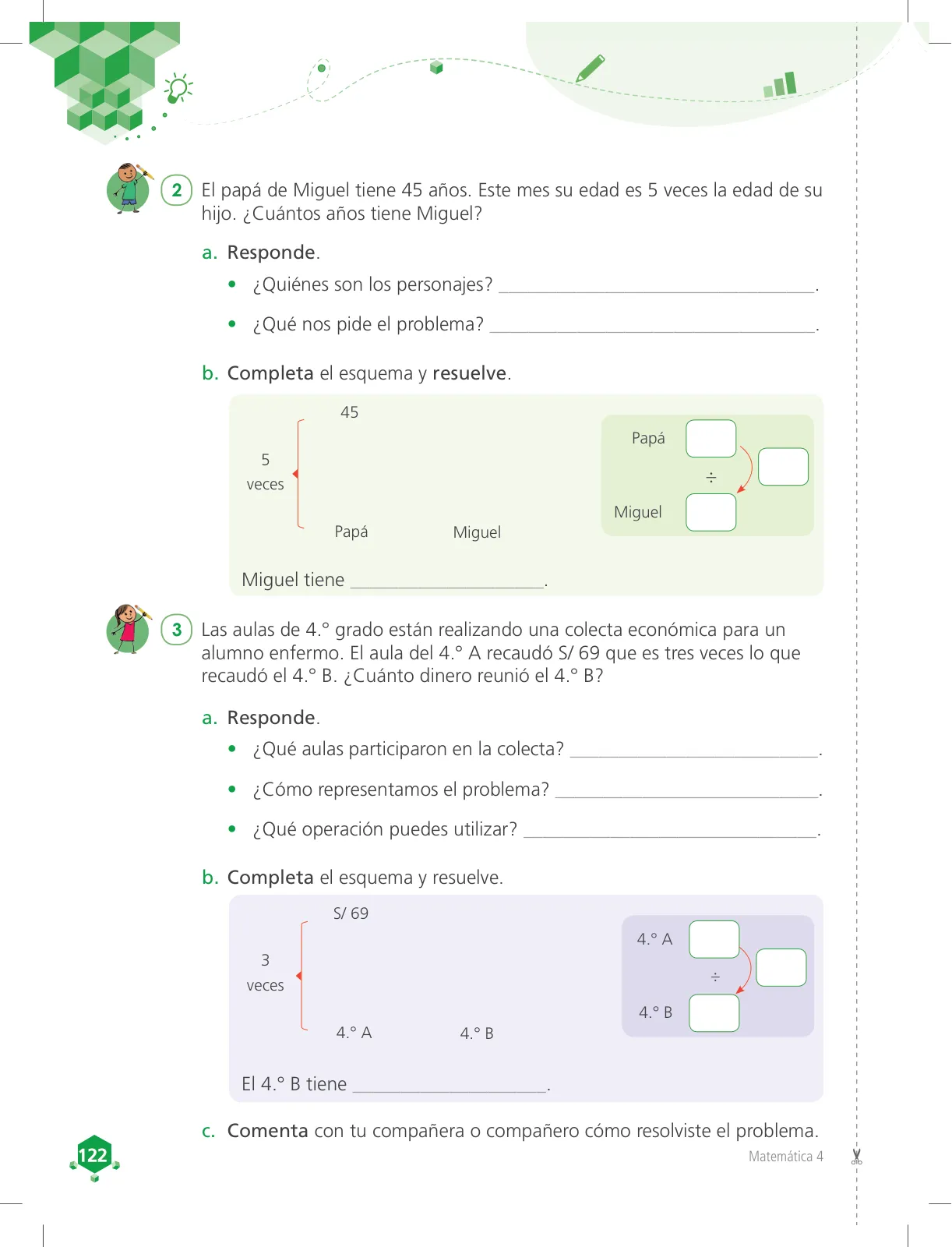 Página 122 de Matemática 4 : cuaderno de trabajo para cuarto grado de Educación Primaria 2018 · 2018