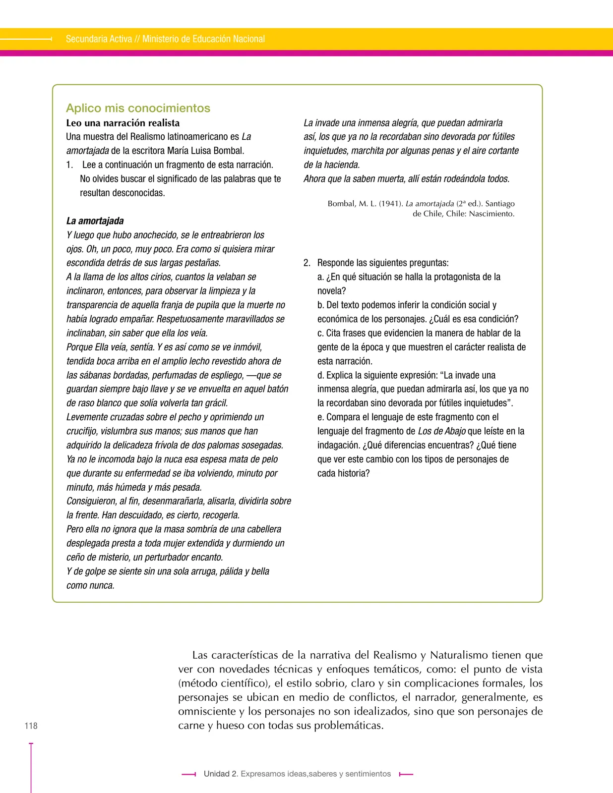 Página 118 de Lenguaje 9° · Secundaria Activa