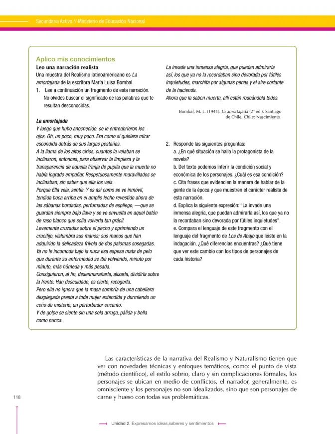 Página 118 de Lenguaje 9° · Secundaria Activa