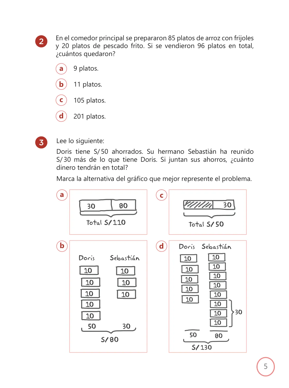 Página 5 de Kit de evaluación Entrada 1 Demostrando lo que aprendimos : Matemática, primer trimestre, Cuarto grado - Primaria · 2019