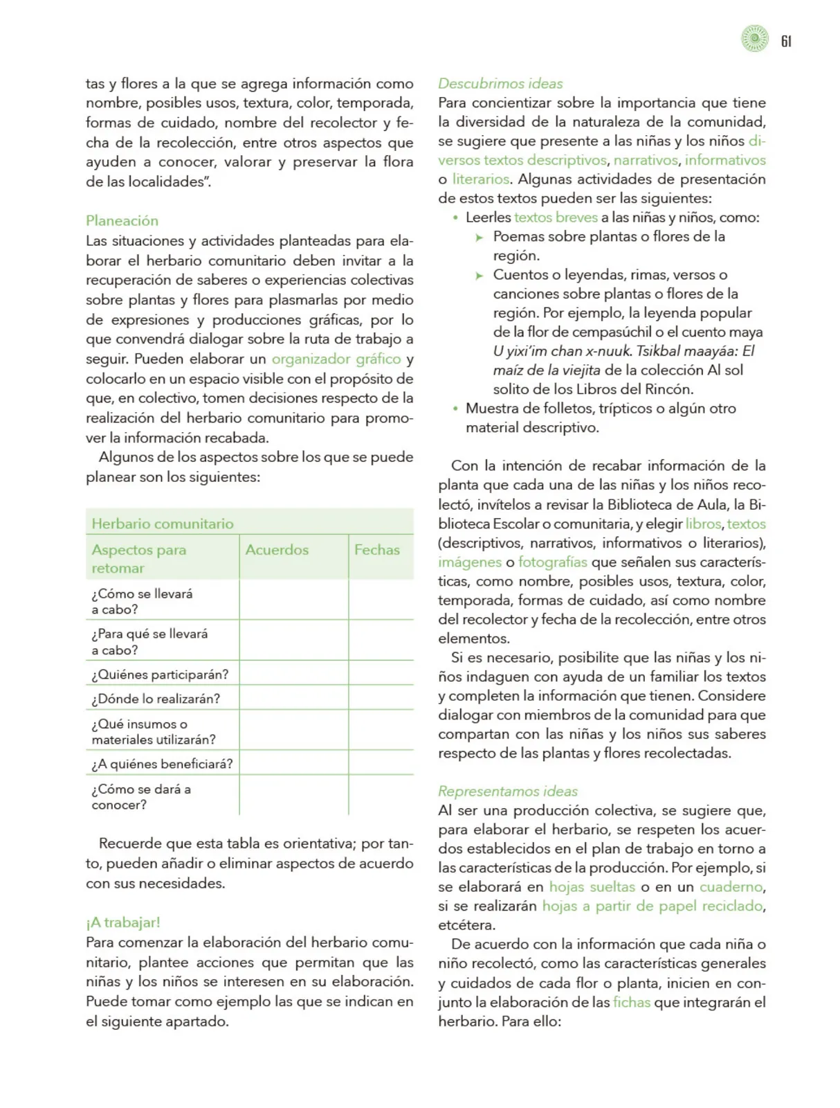 Miniatura página 62 de Modalidades de trabajo para la acción transformadora y el codiseño  Libro de Educación Preescolar Grado 1°, 2°, 3°  Ciclo Escolar 2025 - 2026