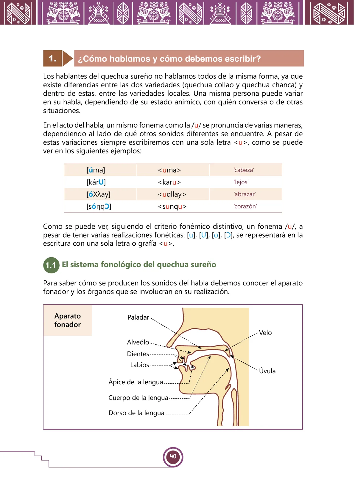 Página 42 de Urin Qichwa Qillqay Yachana Mayt'u = Manual de escritura quechua sureño · 2021