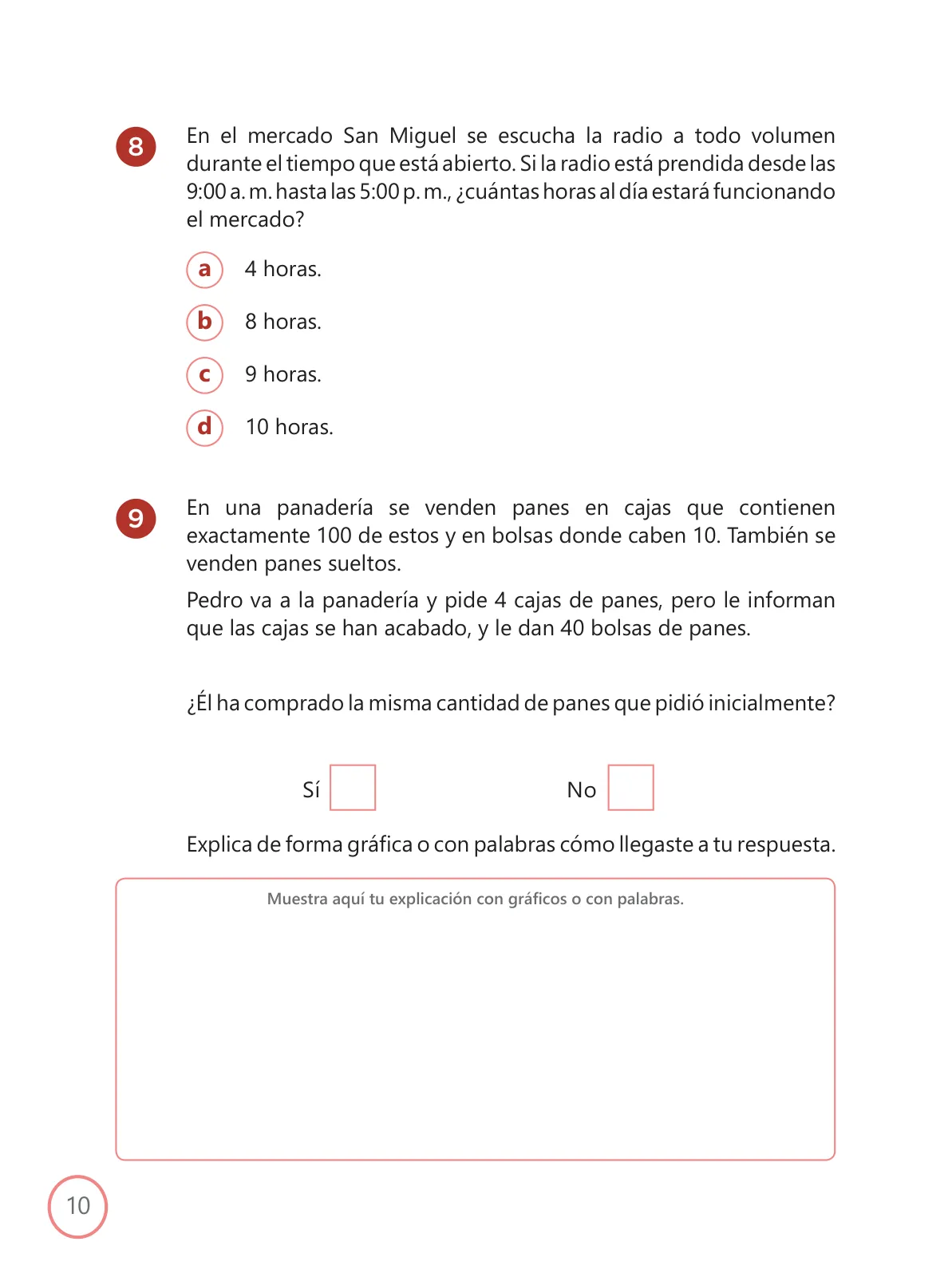 Página 10 de Kit de evaluación Entrada 1 Demostrando lo que aprendimos : Matemática, primer trimestre, Cuarto grado - Primaria · 2019