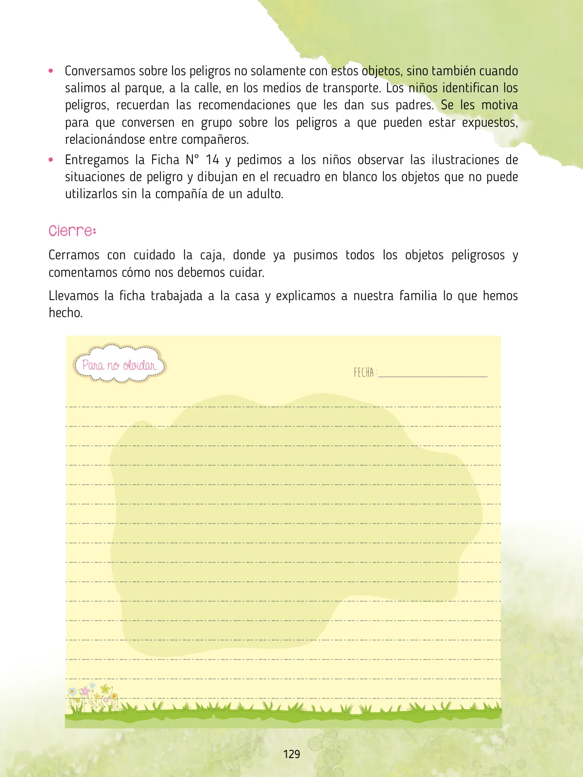 Página 131 de Agenda pedagógica 2017-2018 para docentes de II Ciclo de Instituciones de nivel de Educación Inicial · 2017