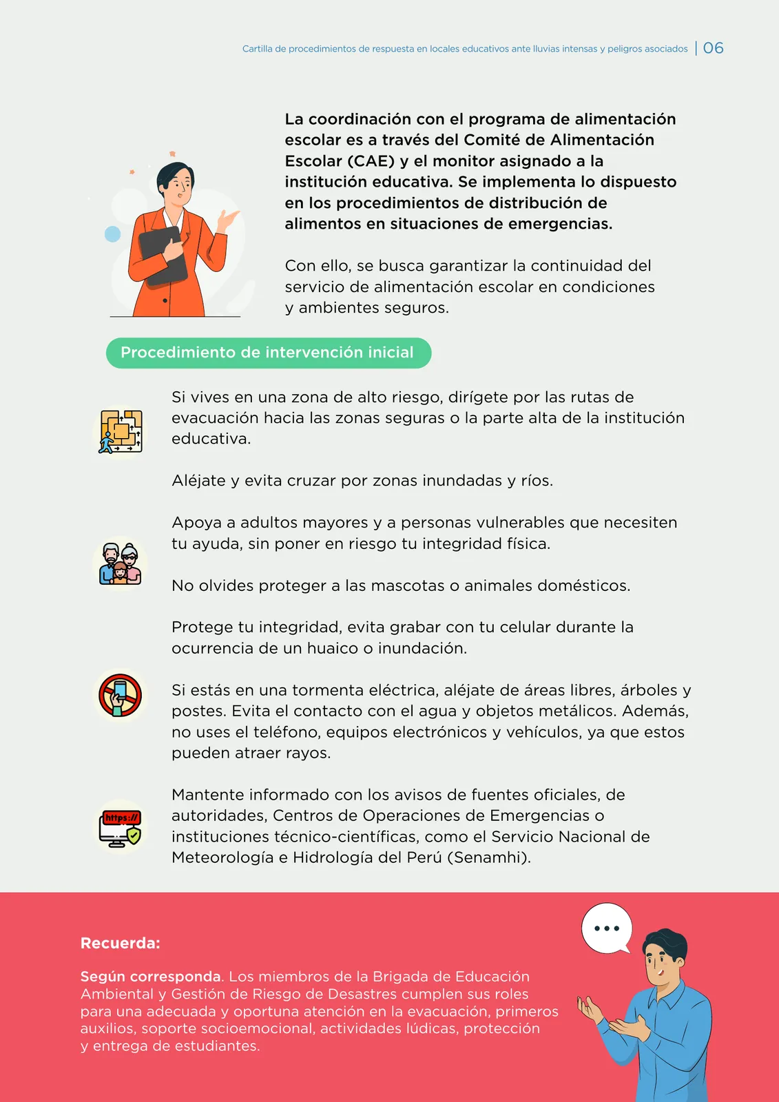 Página 6 de Medidas de respuesta en locales educativos ante lluvias intensas y peligros asociados · 2025