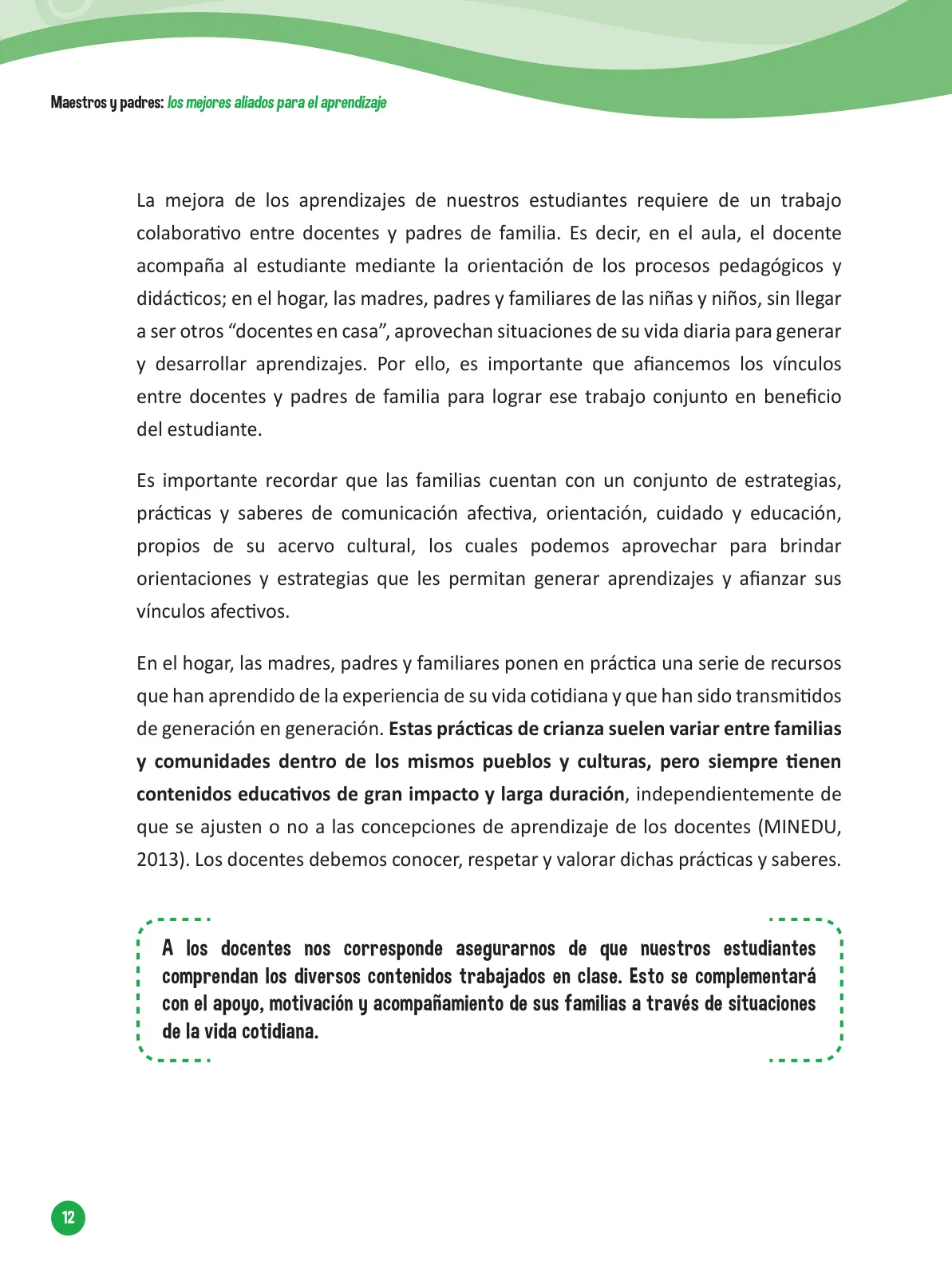 Miniatura página 14 de Guía para el trabajo docente con las familias del ciclo V de Primaria · 2016