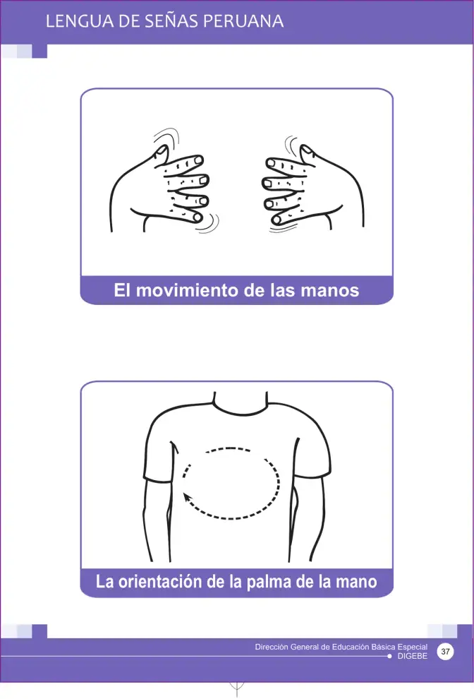 Página 37 de Lengua de señas peruana : guía para el aprendizaje de la lengua de señas peruana, vocabulario básico · 2015