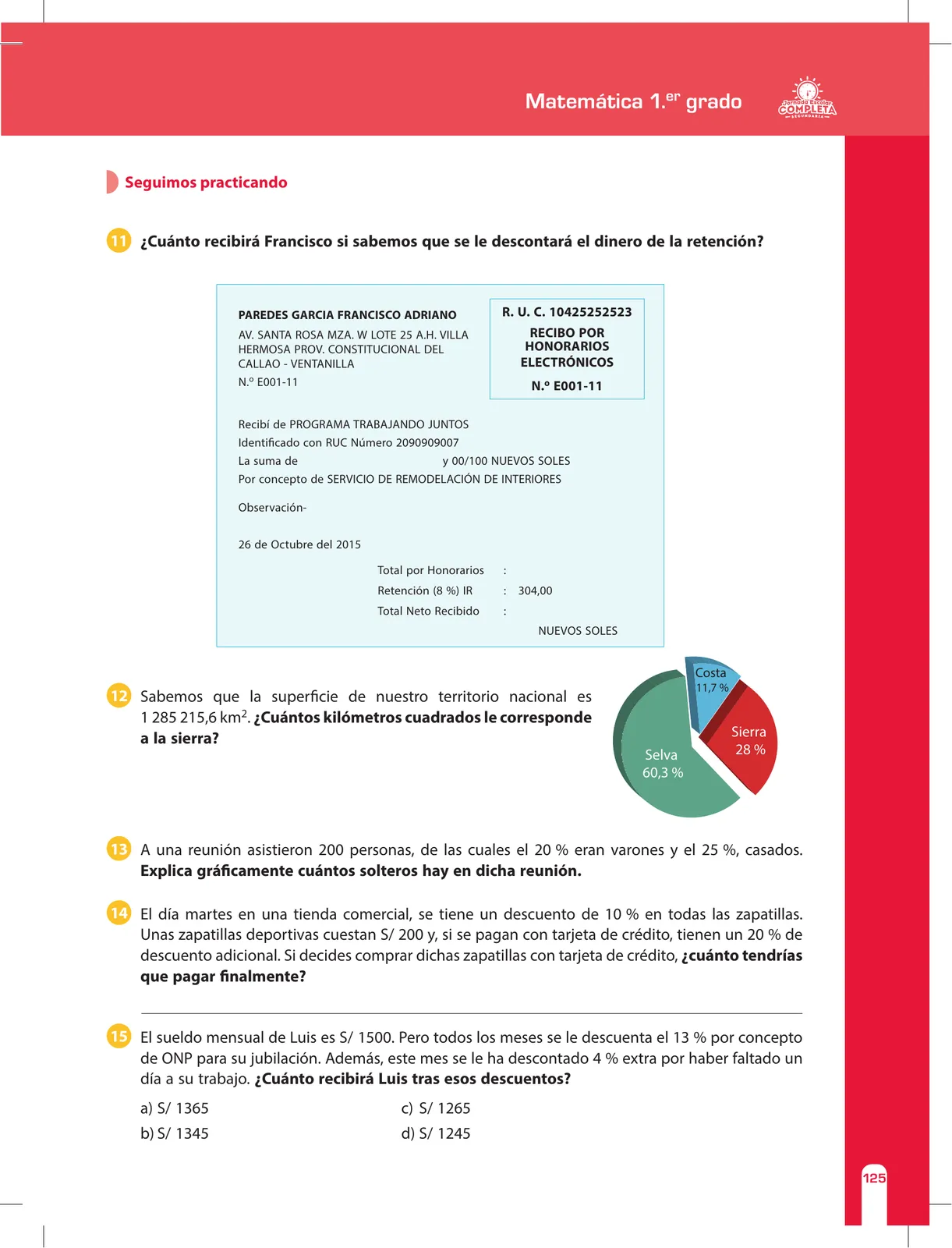 Miniatura página 125 de Matemática 1 : cuaderno de reforzamiento pedagógico - JEC · 2016