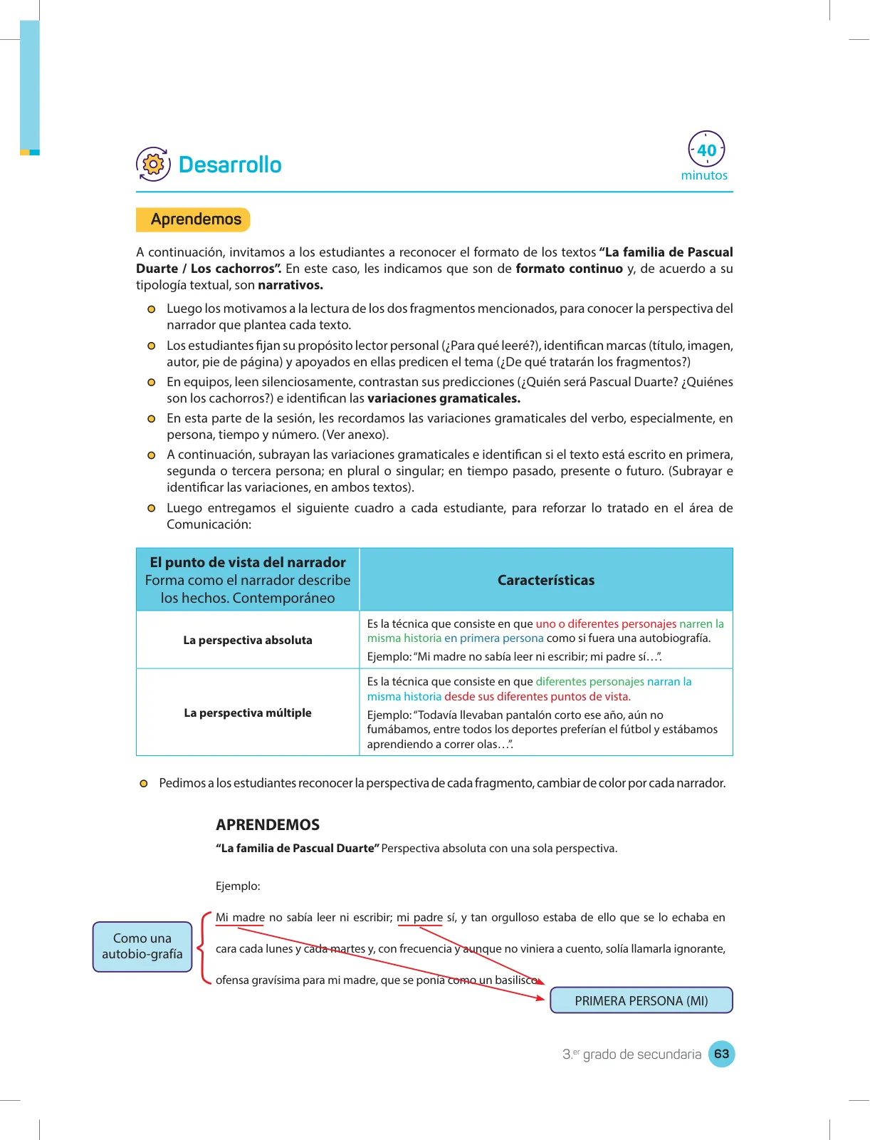 Página 65 de Comprensión lectora 3 : manual para el docente de tercer grado de Secundaria · 2017