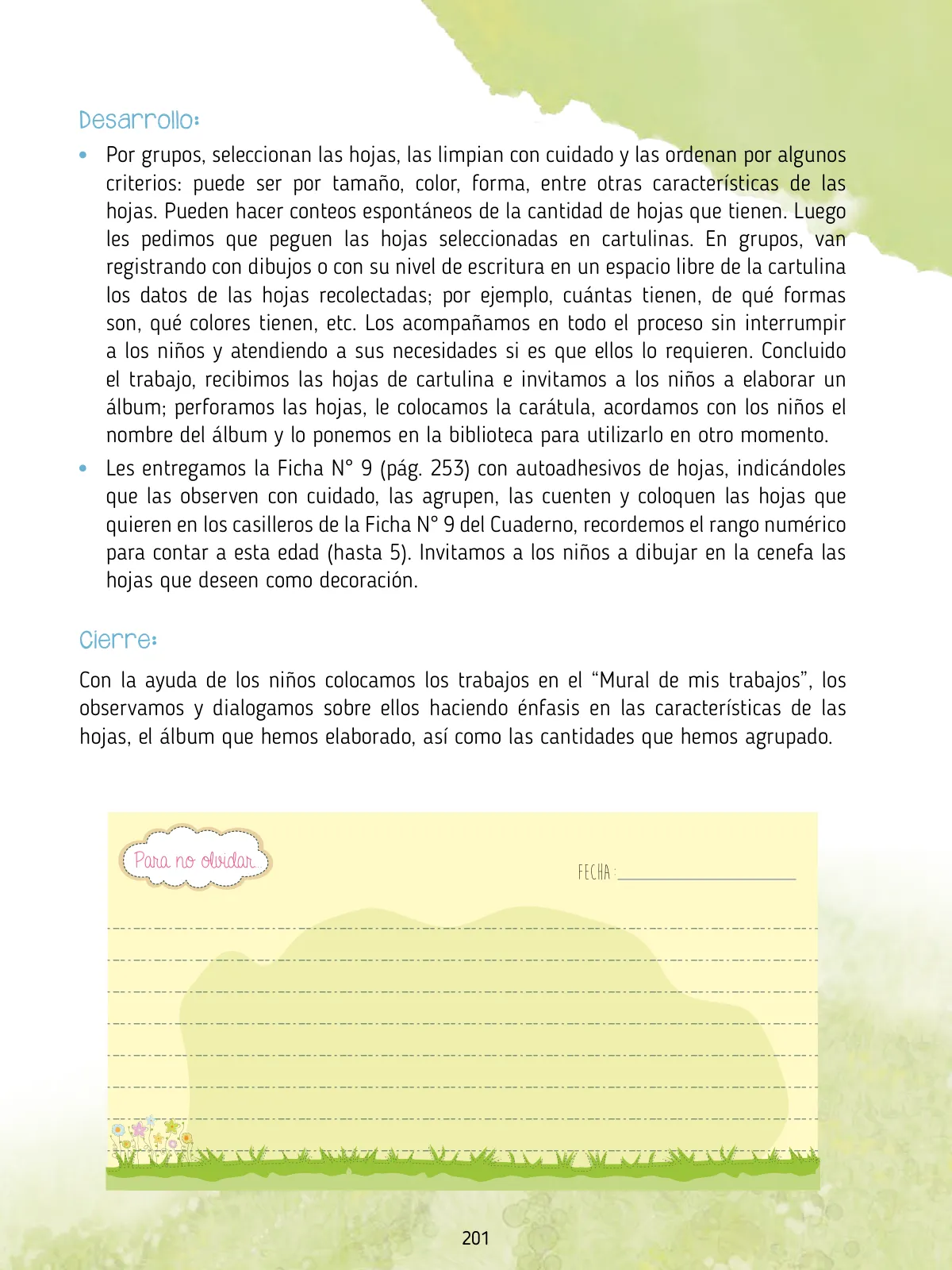 Página 203 de Agenda pedagógica 2017-2018 para docentes de II Ciclo de Instituciones de nivel de Educación Inicial · 2017