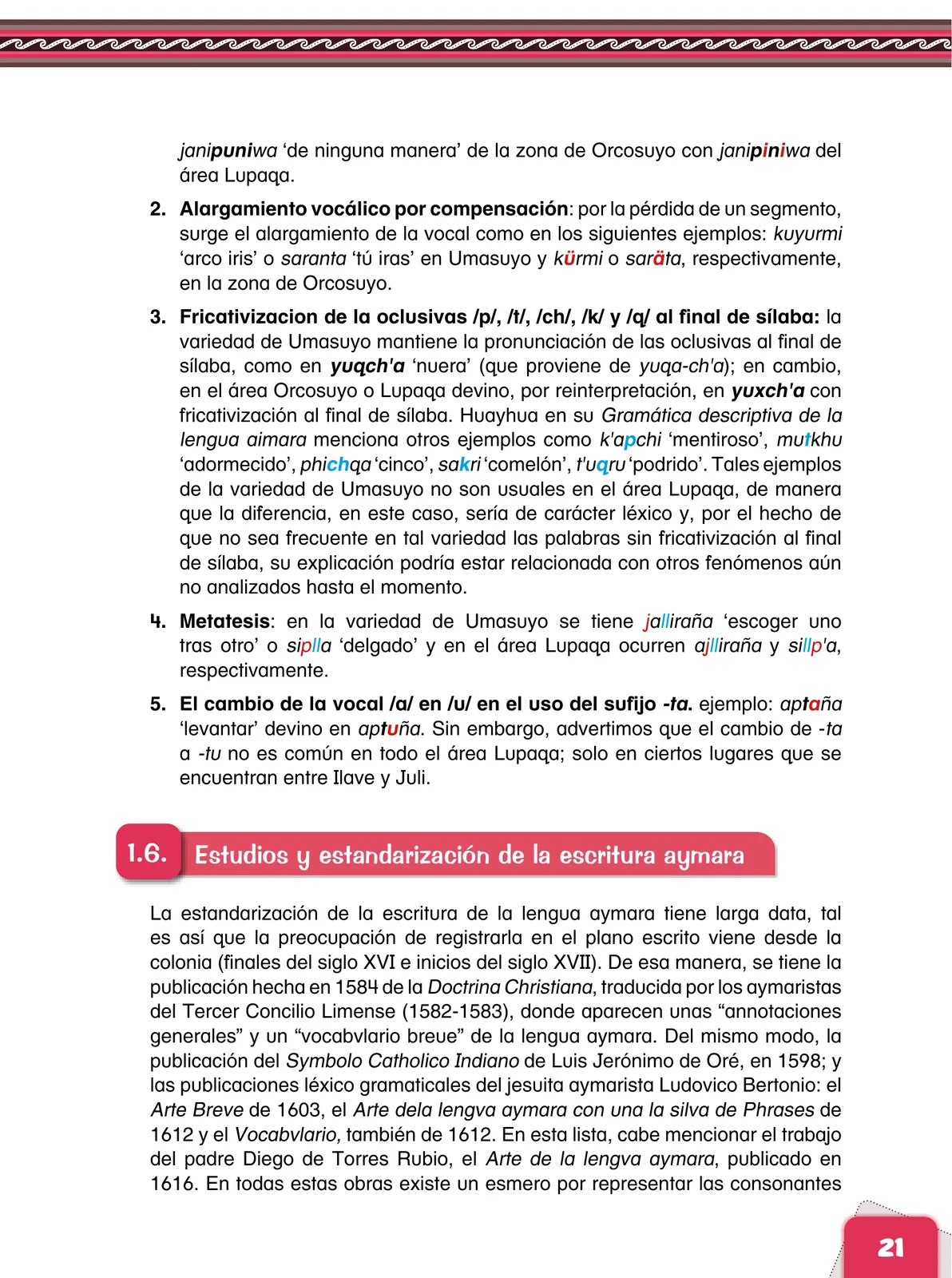 Miniatura página 23 de Aymara arutha chiqapa qillqañataki panka = Manual de escritura Aimara · 2021