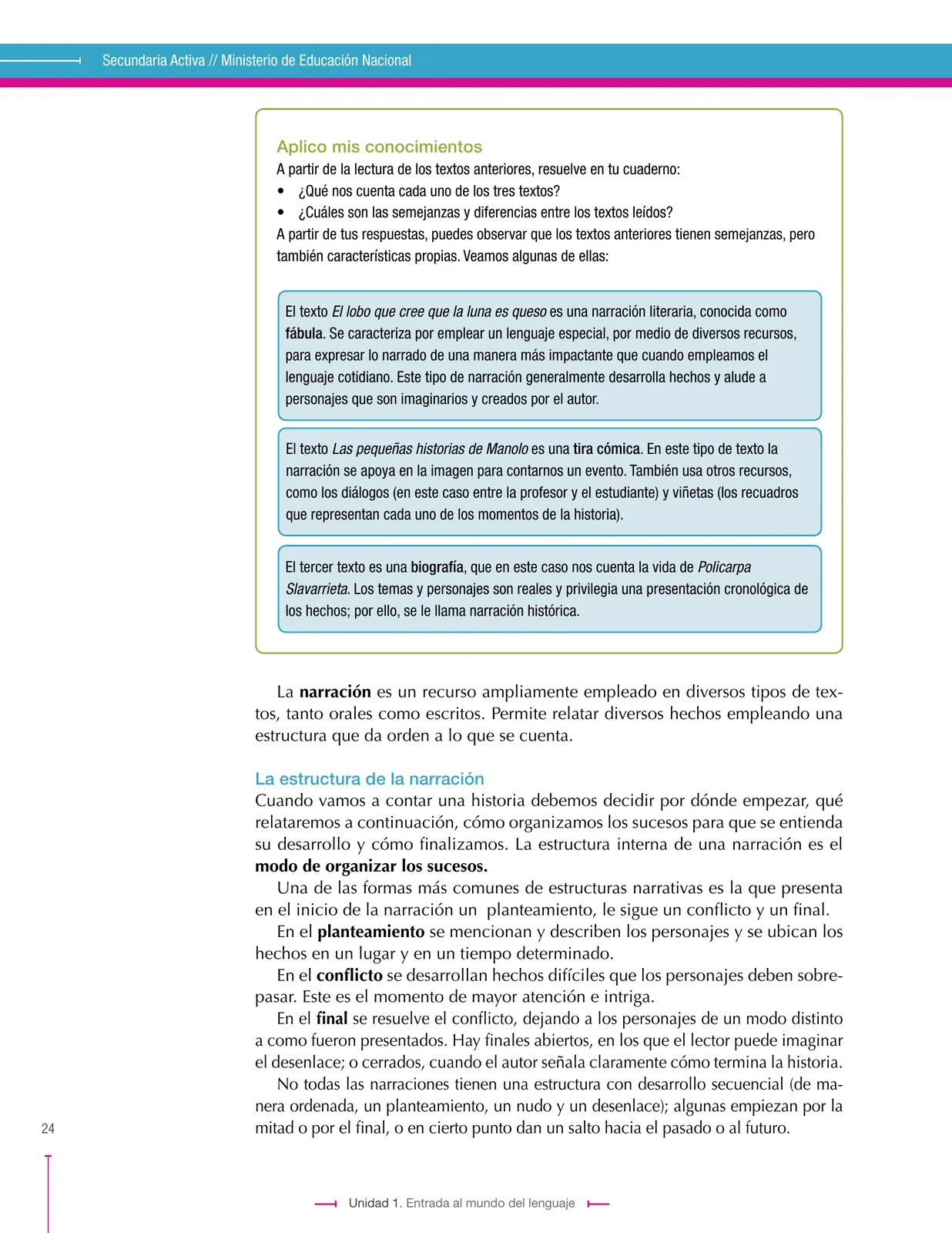 Página 24 de Lenguaje 6° · Secundaria Activa
