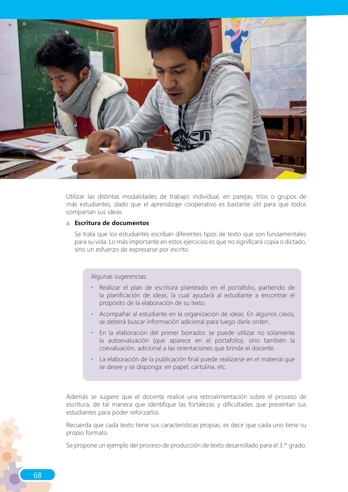 Página 68 de Guía para el docente sobre el uso del material educativo, Quechua Chanka. Ciclos Inicial e Intermedio, área de Comunicación · 2020