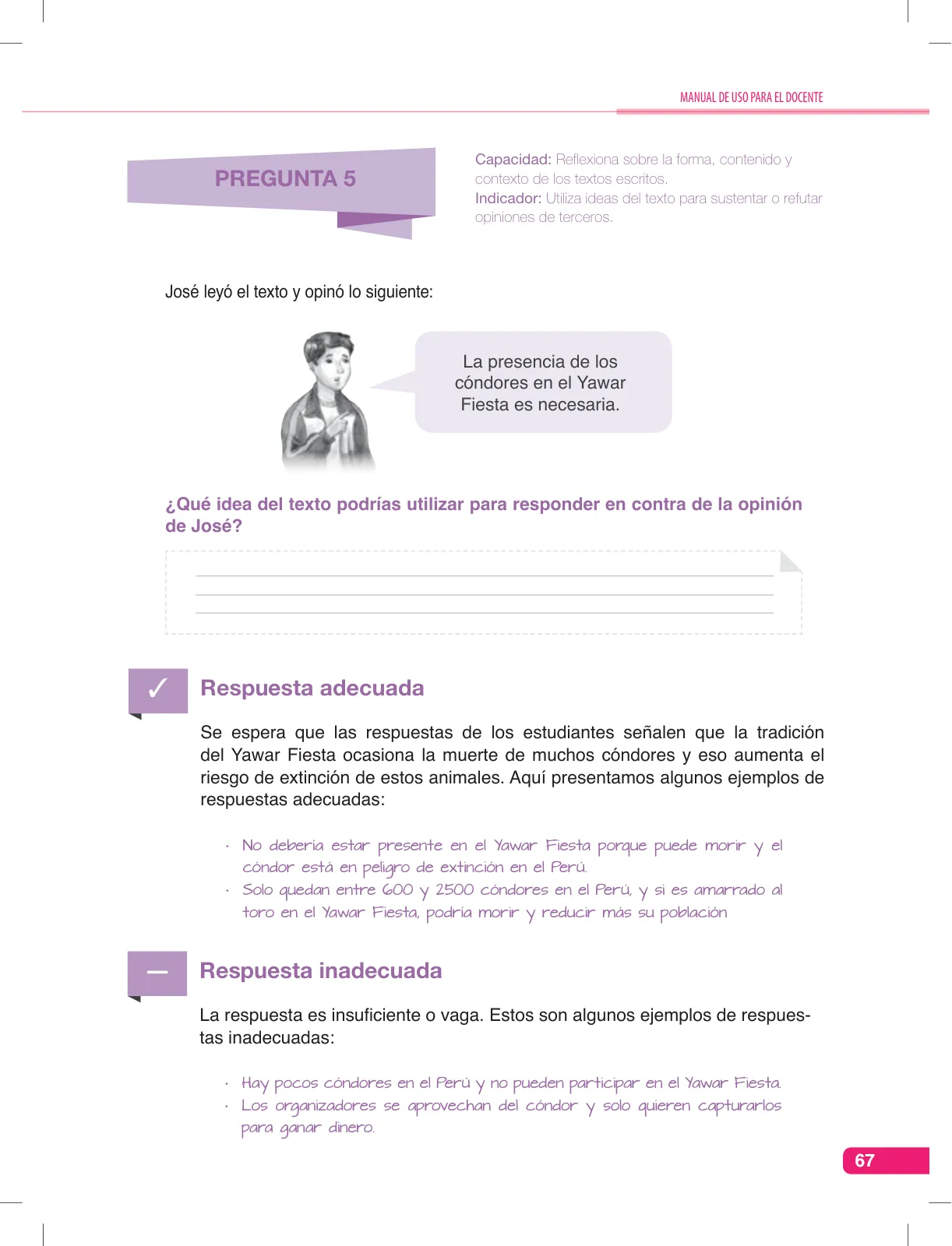 Miniatura página 67 de Comunicación, kit de evaluación Demostrando lo que aprendimos, 2do. secundaria : manual de uso para el docente · 2016