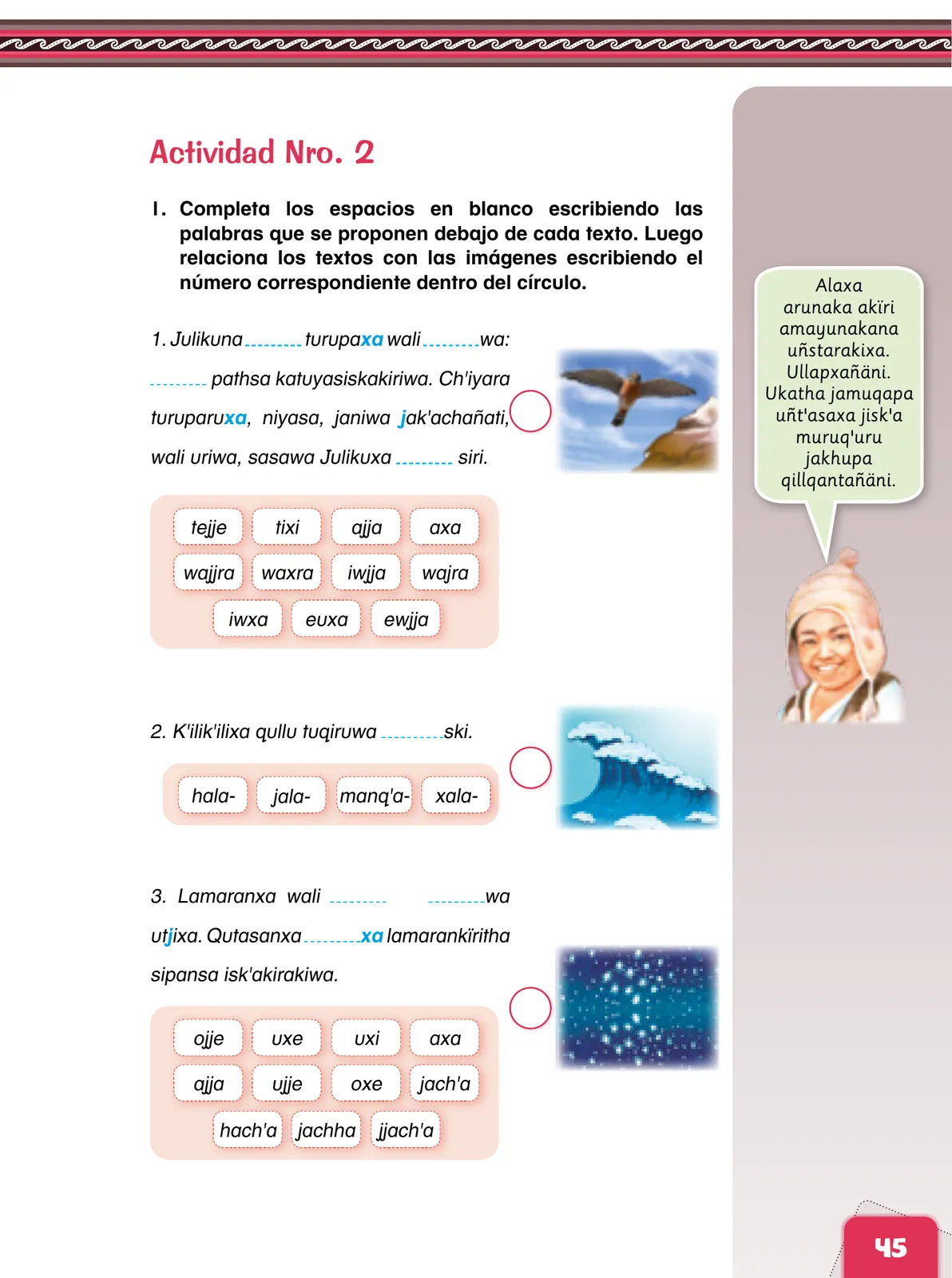 Página 47 de Aymara arutha chiqapa qillqañataki panka = Manual de escritura Aimara · 2021
