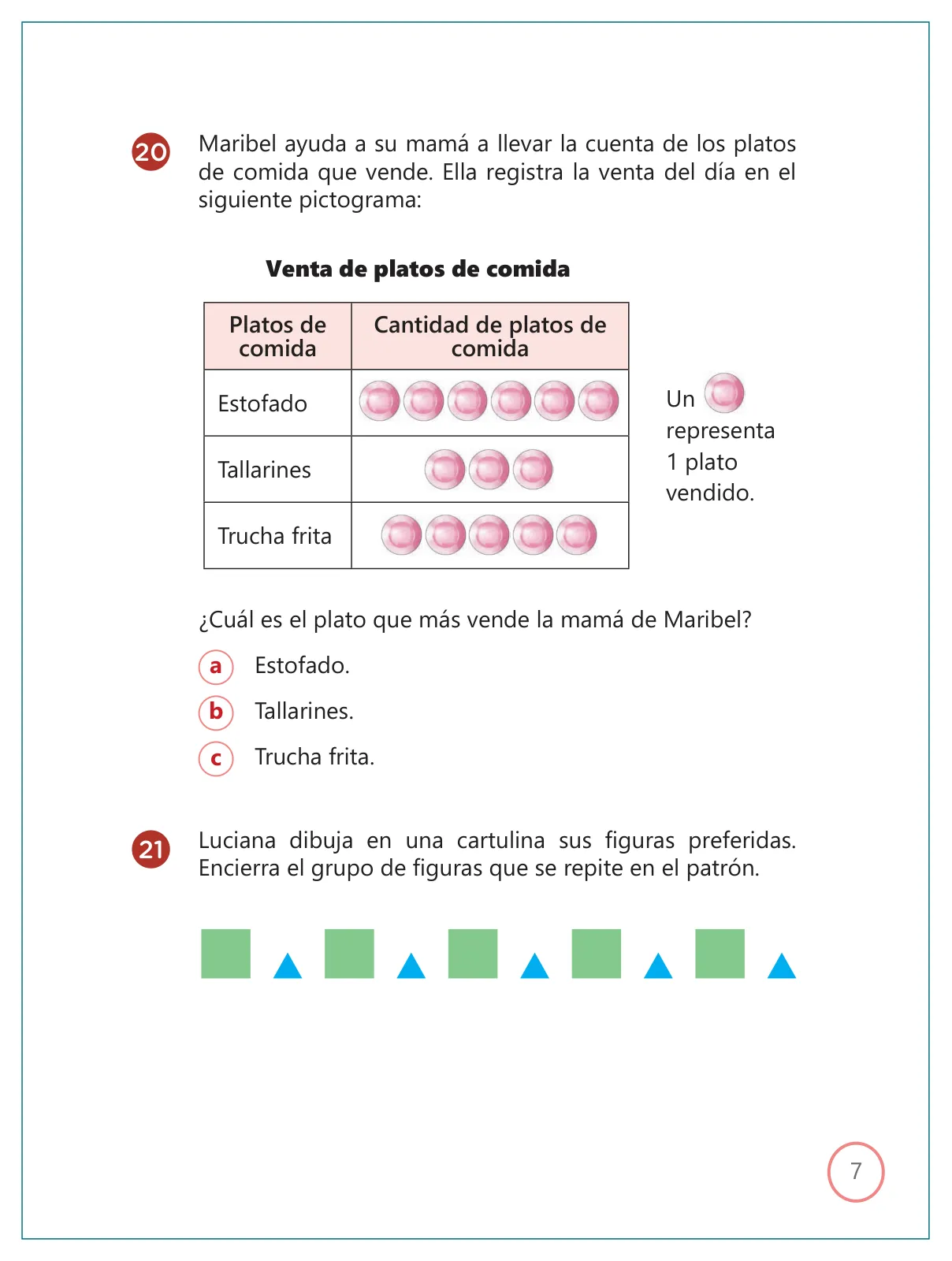 Miniatura página 7 de Kit de evaluación Entrada 2 Demostrando lo que aprendimos : Matemática, primer trimestre, ﻿Segundo grado - Primaria · 2019