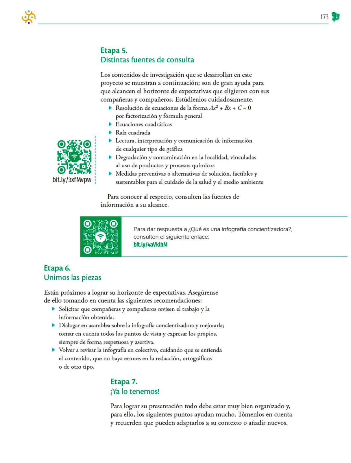 Miniatura página 174 de Colección Nanahuatzin. Nuestro libro de Proyectos. Tomo I.   Libro de Educación Telesecundaria Grado 3°  Ciclo Escolar 2025 - 2026