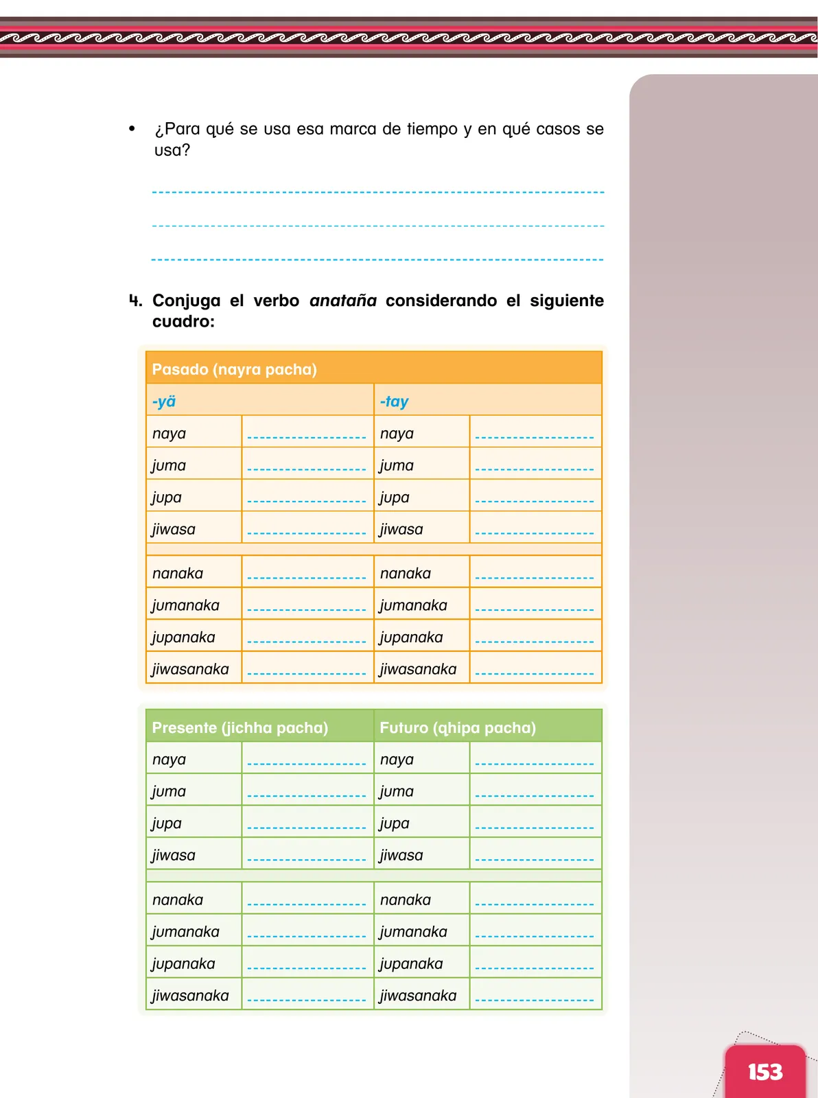 Página 155 de Aymara arutha chiqapa qillqañataki panka = Manual de escritura Aimara · 2021