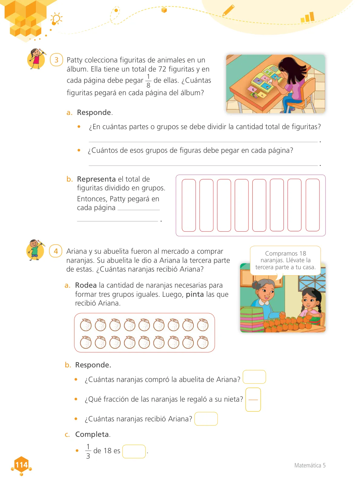 Página 115 de Matemática 5 : cuaderno de trabajo para quinto grado de Educación Primaria 2018 · 2018