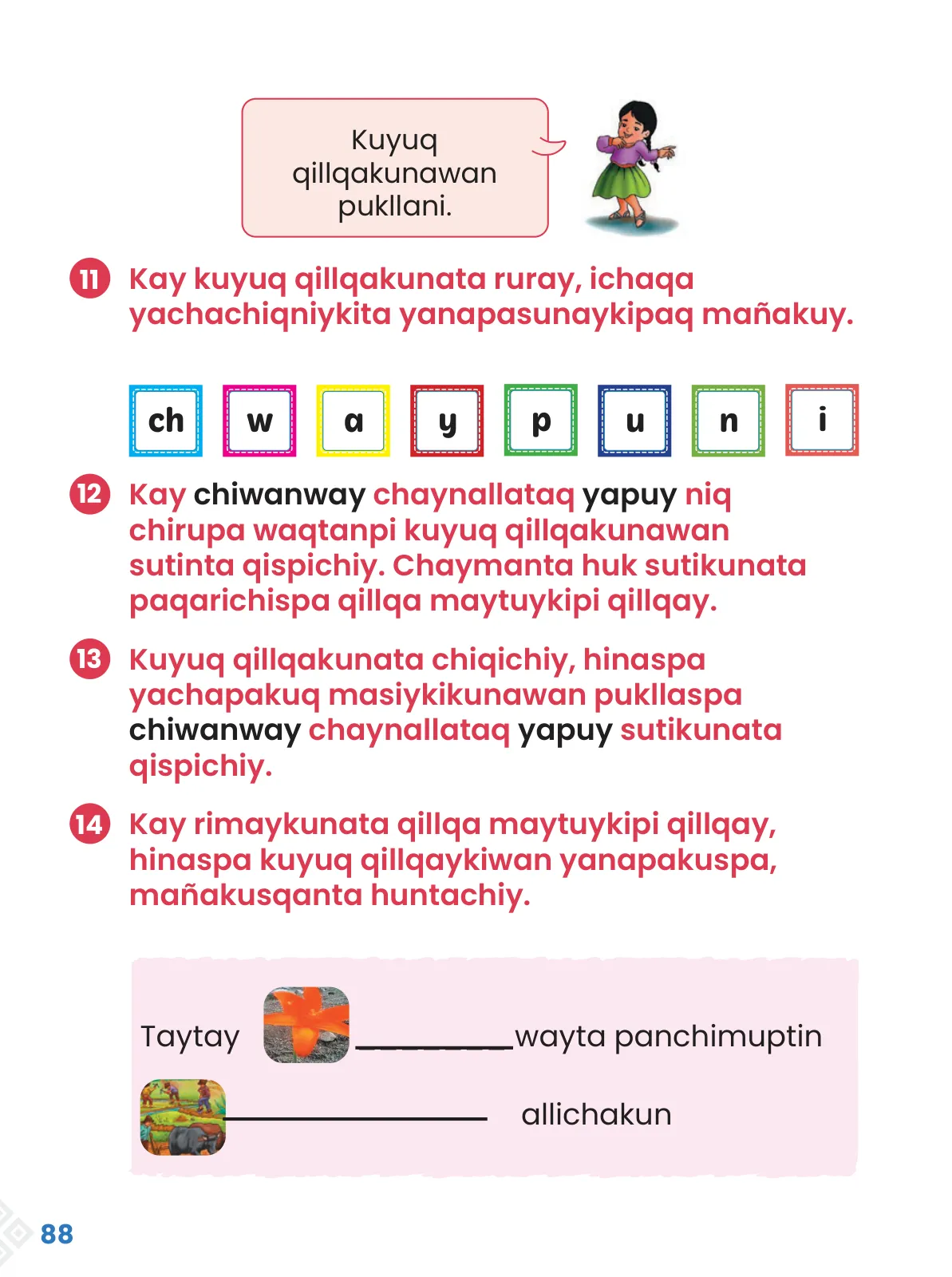 Miniatura página 90 de Ñawichana Maytu 1 Quechua - Chanka. Texto de Comunicación del 1° Primaria - Quechua Chanka · 2023