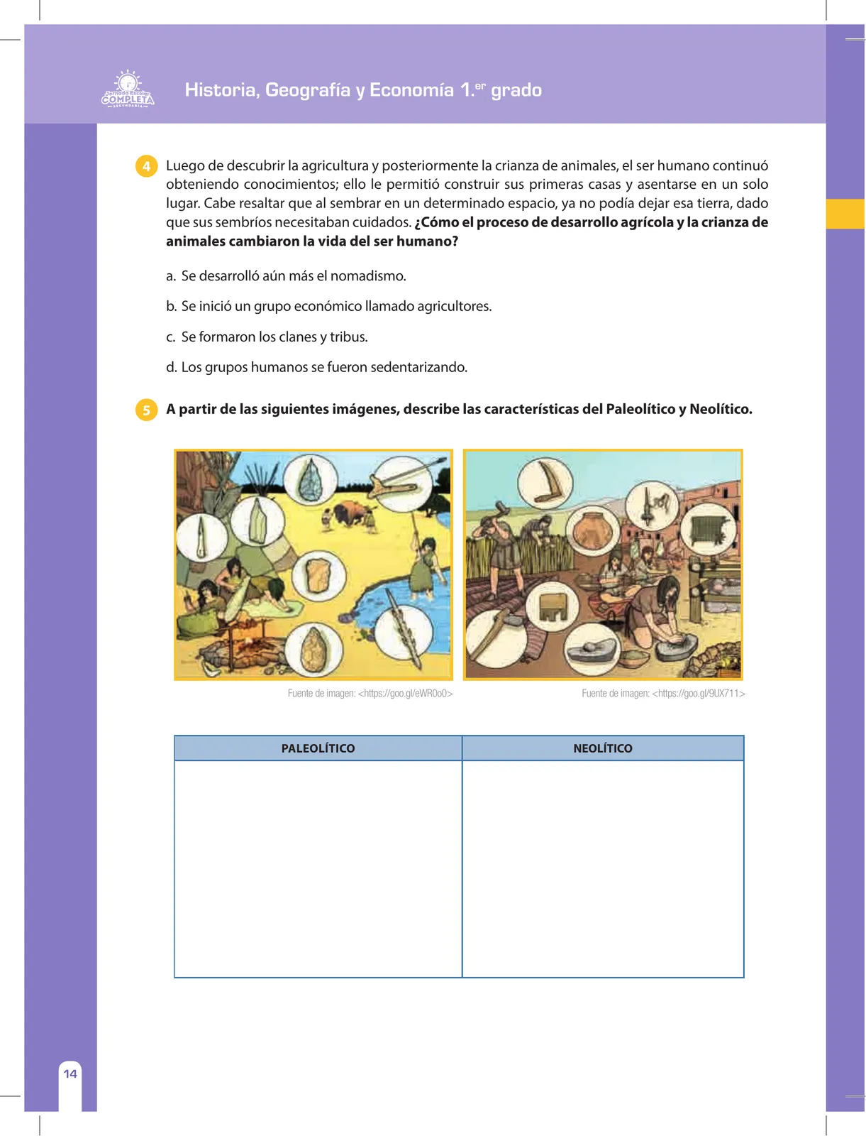 Miniatura página 14 de Historia, Geografía y Economía 1 : cuaderno de reforzamiento pedagógico - JEC · 2016