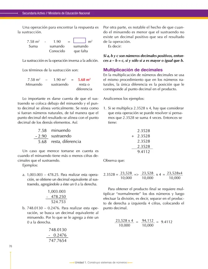 Página 76 de Matematica 6° · Secundaria Activa