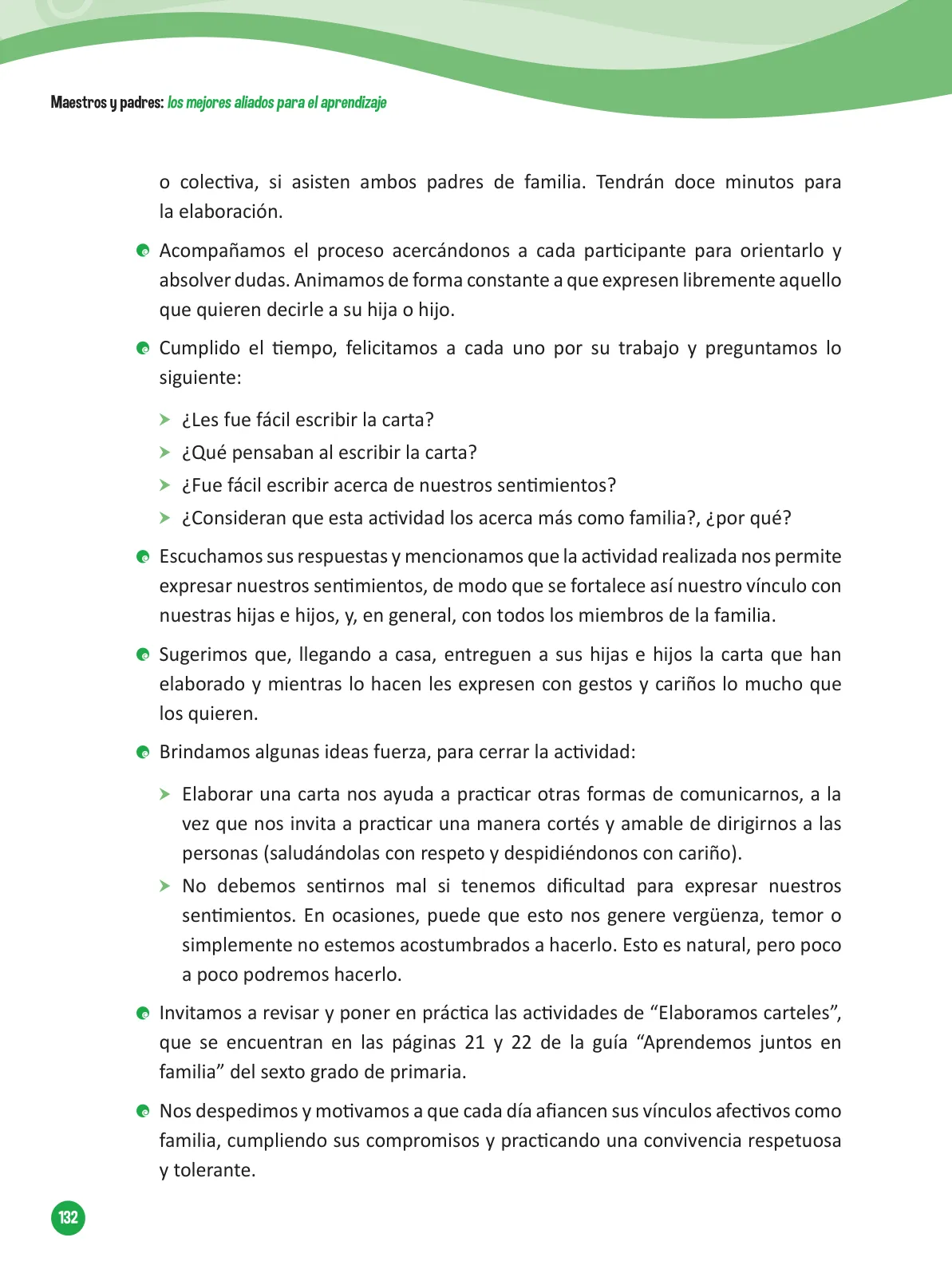Miniatura página 134 de Guía para el trabajo docente con las familias del ciclo V de Primaria · 2016
