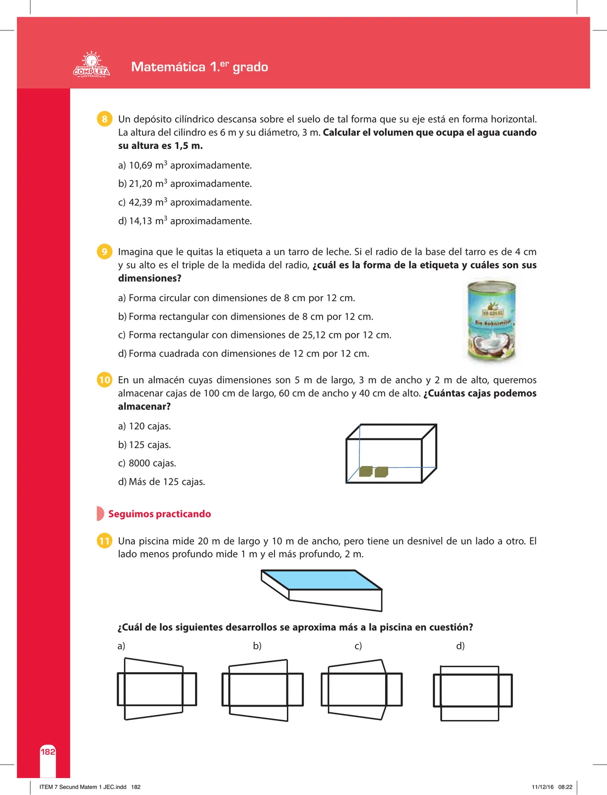 Miniatura página 182 de Matemática 1 : cuaderno de reforzamiento pedagógico - JEC · 2016