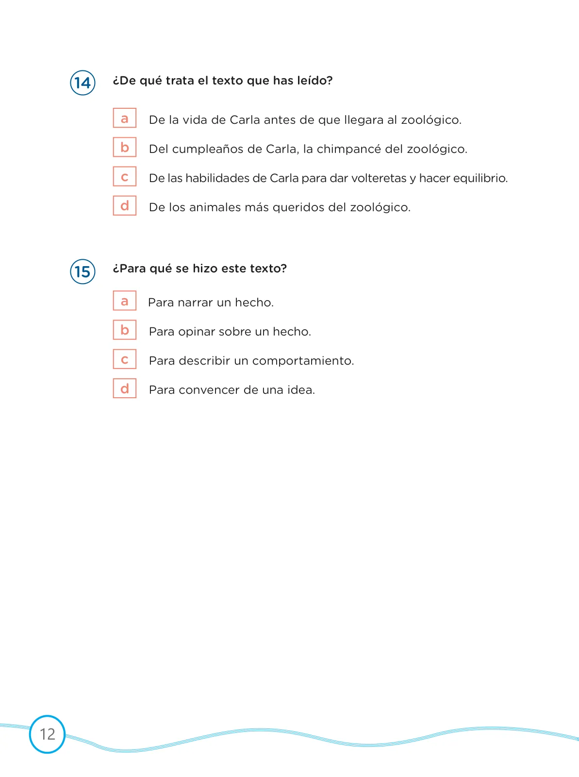 Miniatura página 12 de Kit de evaluación Proceso 1 Demostrando lo que aprendimos : Comunicación, segundo trimestre, ﻿Cuarto grado - Primaria · 2019