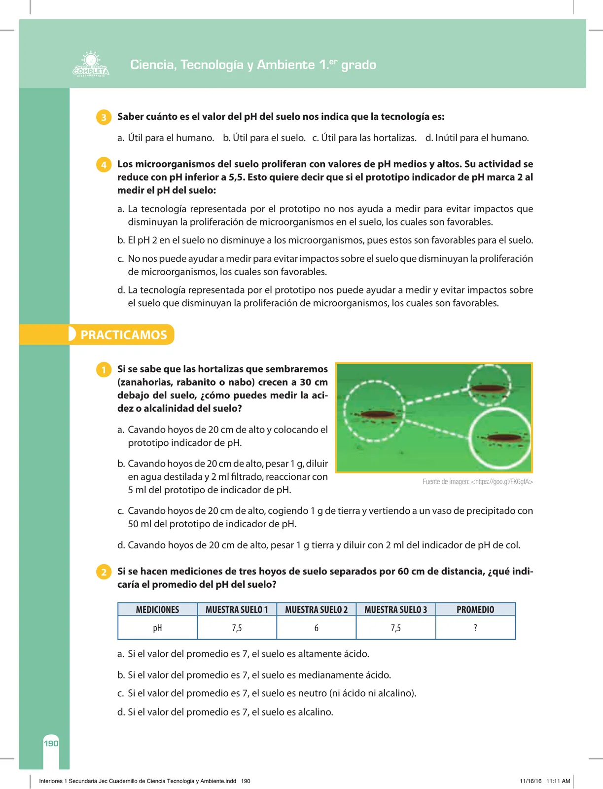 Página 190 de Ciencia, Tecnología y Ambiente 1. Cuaderno de reforzamiento pedagógico - JEC · 2016