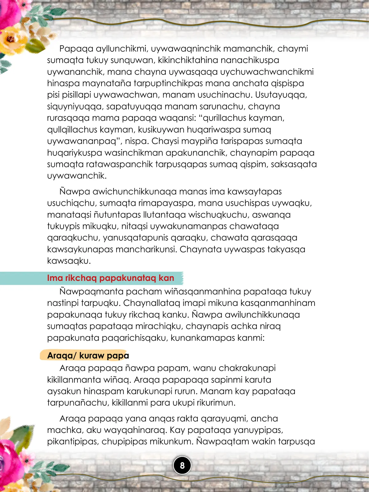 Miniatura página 10 de Llaqtanchikpa kawsayninkuna - Chanka : saberes de los pueblos - Comunicación y Ciencia y Tecnología quechua, variante Chanca · 2021