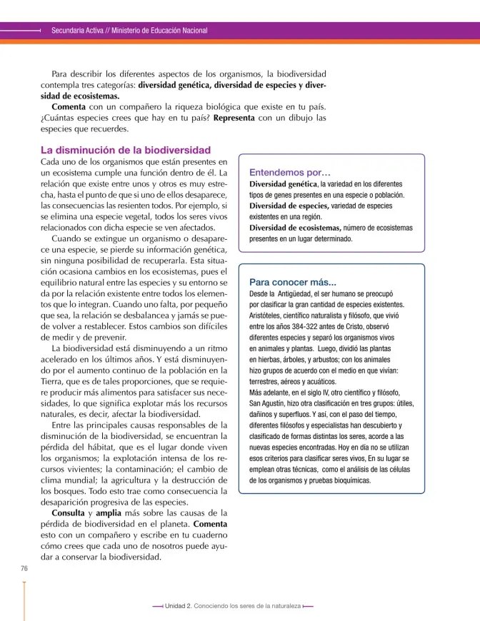 Página 76 de Ciencias Naturales 6° · Secundaria Activa