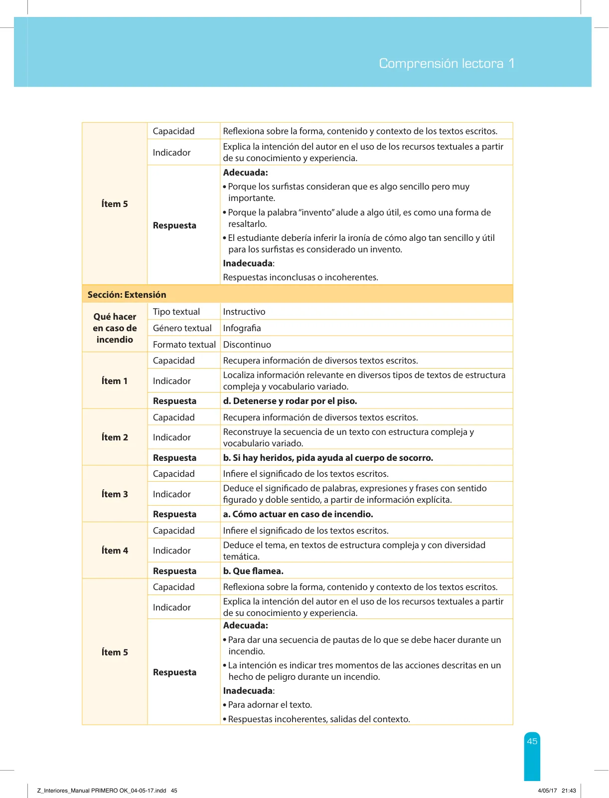 Página 47 de Comprensión lectora 1 : manual para el docente de primer grado de Secundaria · 2017