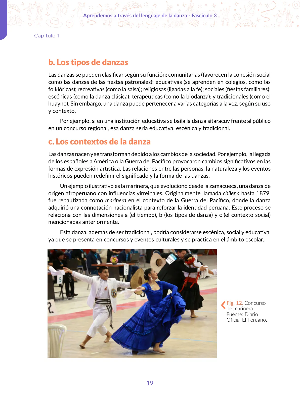 Miniatura página 19 de Aprendemos a través del lenguaje de la danza Fascículo 3 para estudiantes de Educación Secundaria · 2024