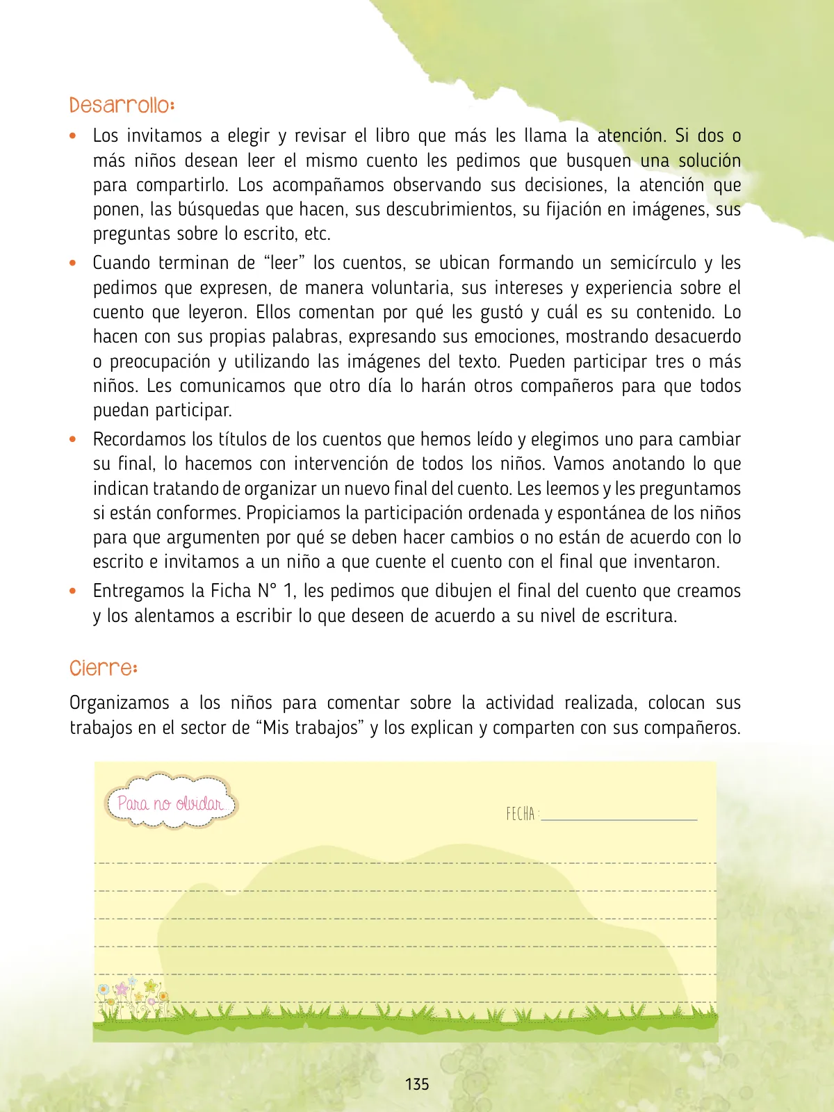 Miniatura página 137 de Agenda pedagógica 2017-2018 para docentes de II Ciclo de Instituciones de nivel de Educación Inicial · 2017