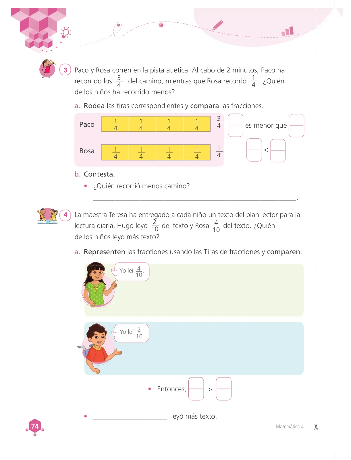 Página 74 de Matemática 4 : cuaderno de trabajo para cuarto grado de Educación Primaria 2018 · 2018