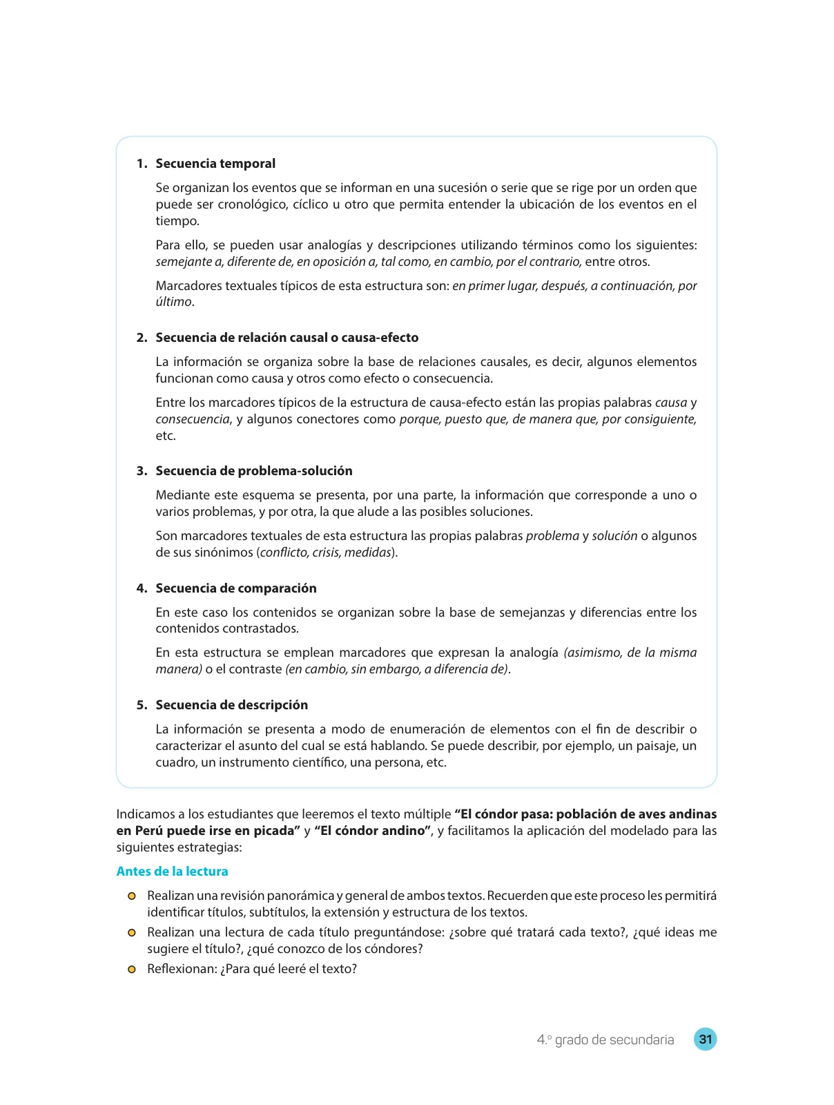 Miniatura página 33 de Comprensión lectora 4 : manual para el docente de cuarto grado de Secundaria · 2017